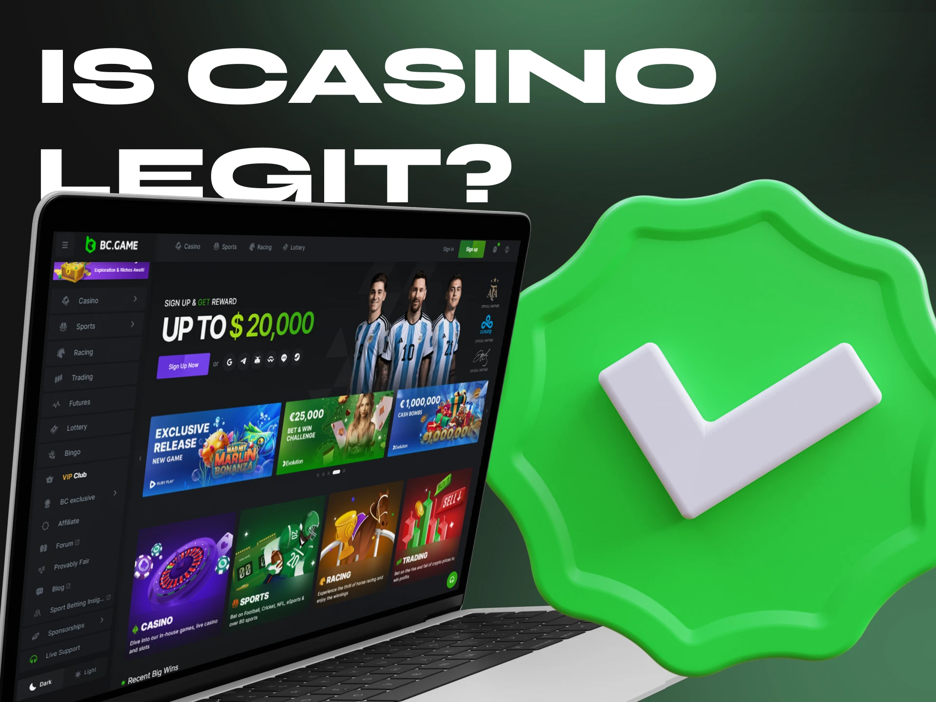 Crypto casino BC.Game is absolutely legal.
