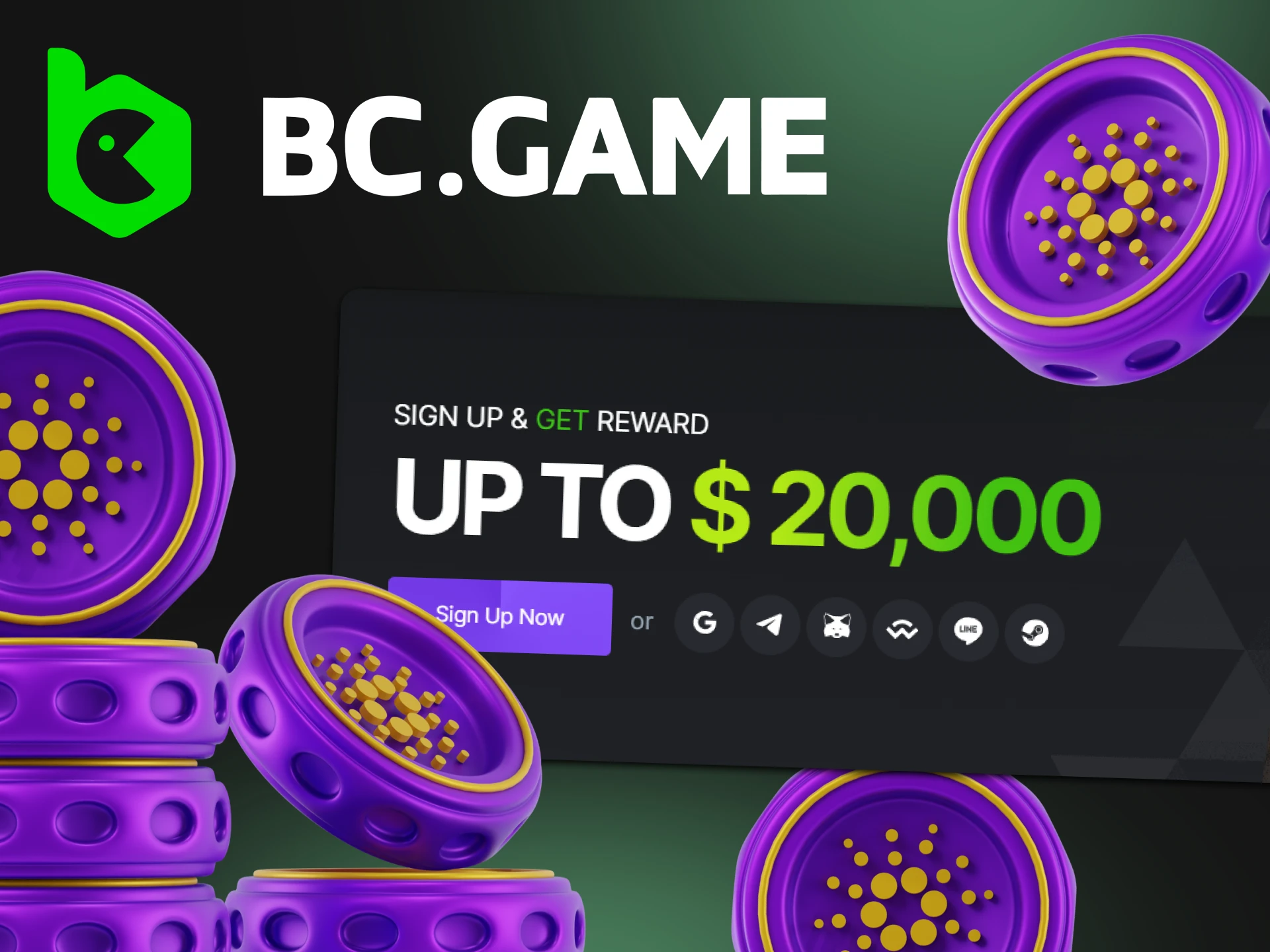 BC.Game offers the highest welcome bonus and other profitable bonuses.