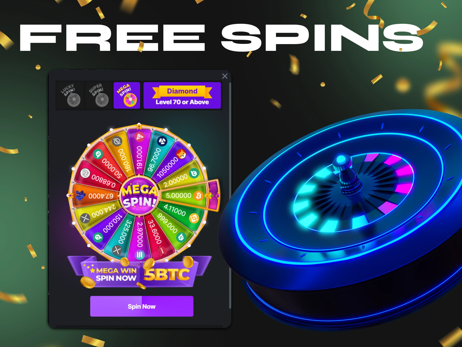 Spin the roulette and get winnings at crypto casino.