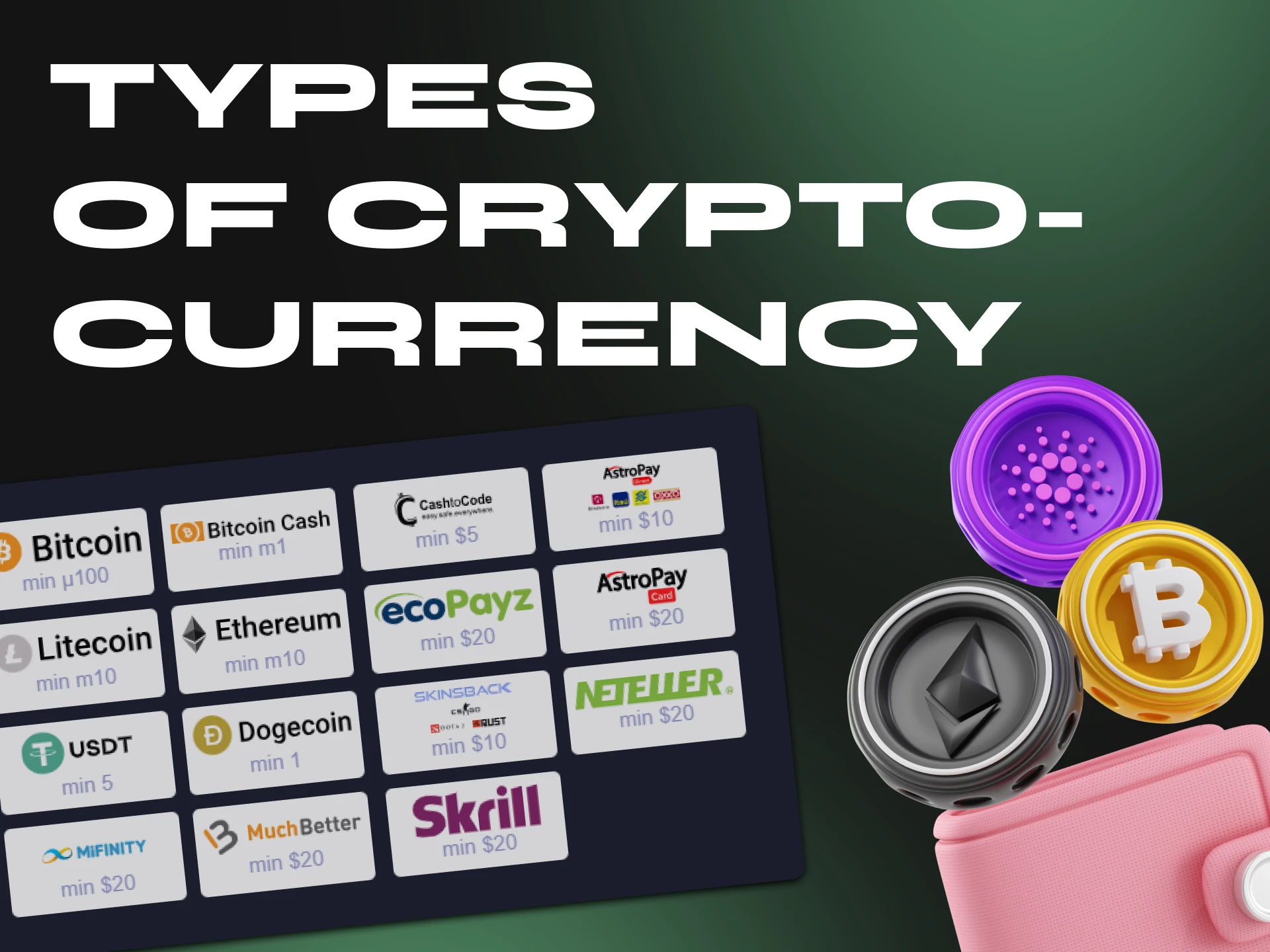 You can choose your favourite type of cryptocurrency at a crypto casino.