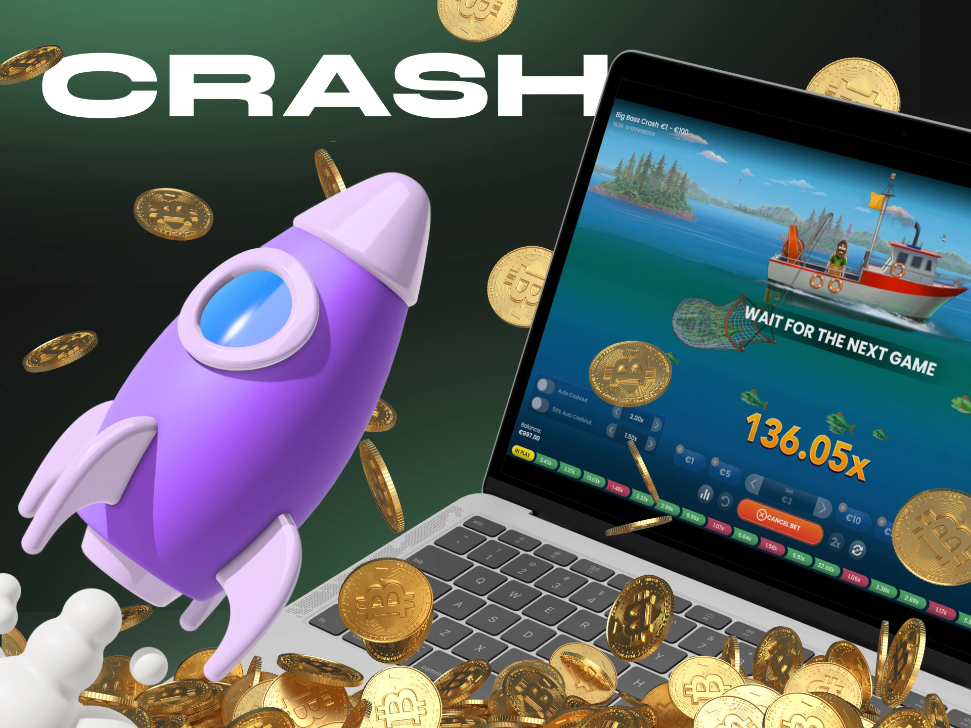 Try your luck in Crash games at crypto casinos.