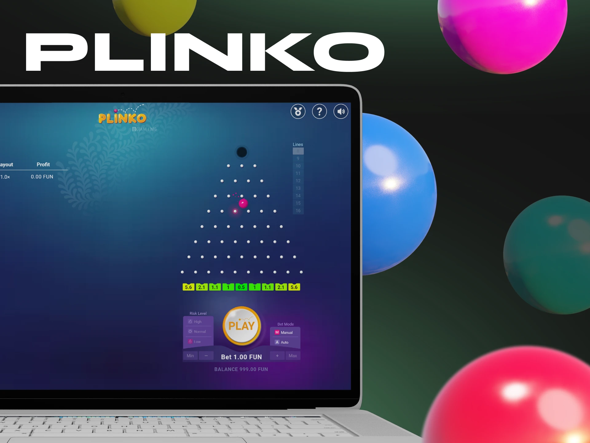 Increase your chances of winning with the Plinko game.
