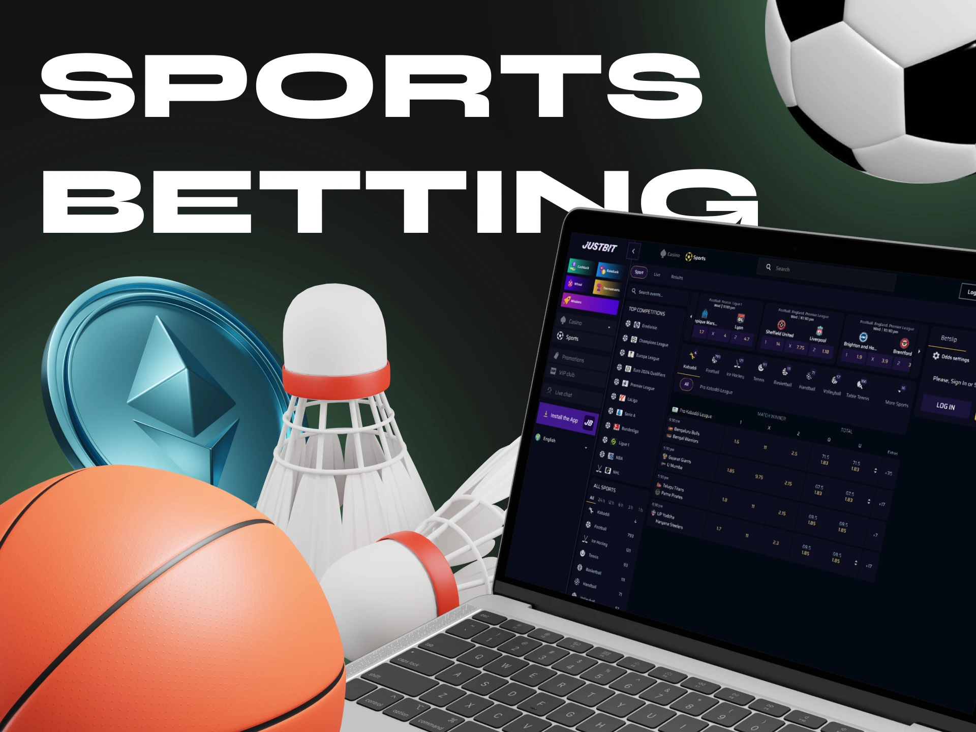 Place bets on sports events at crypto casinos.