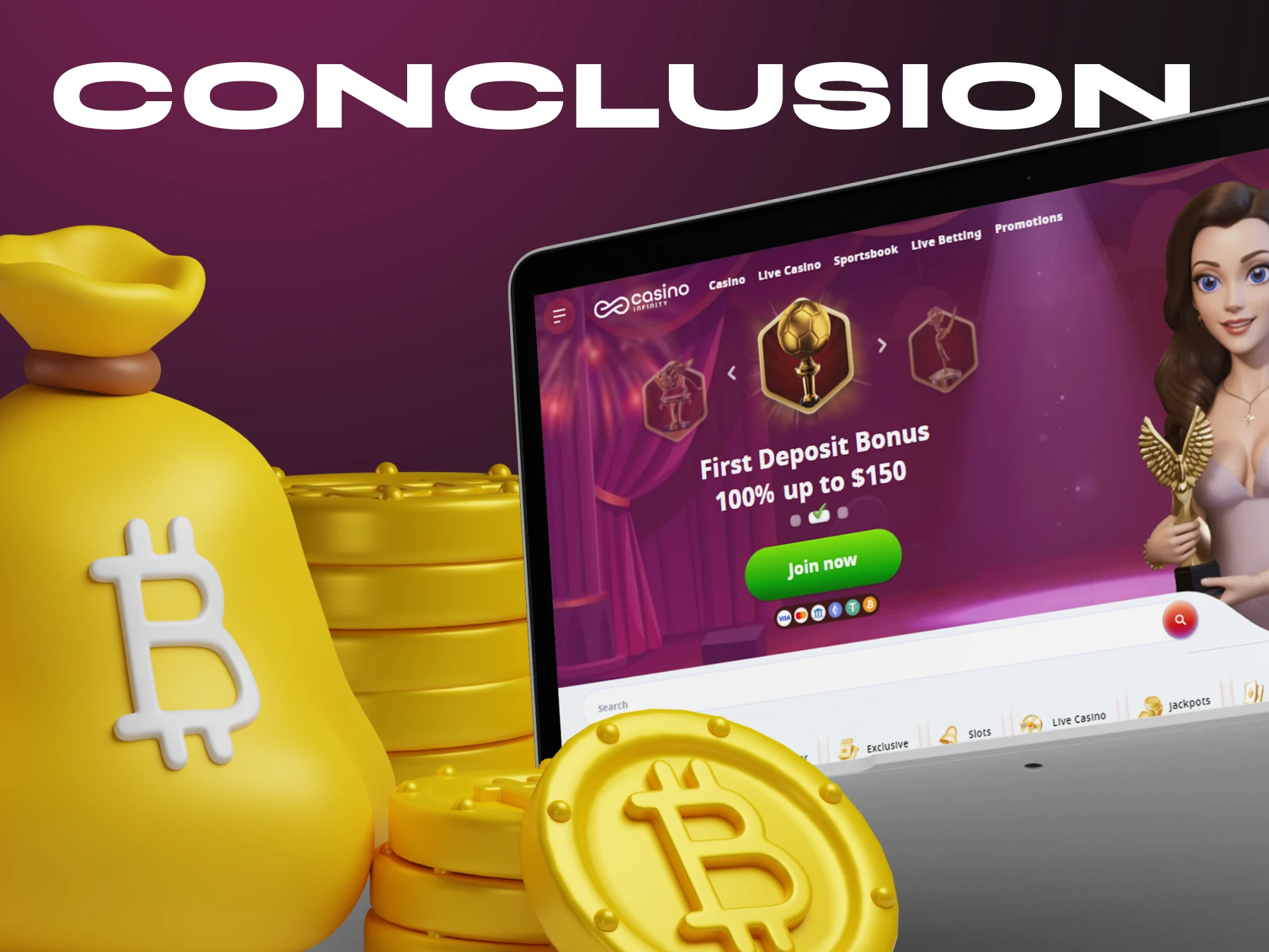 Casino Infinity is a safe casino with a large selection of games and sporting events.