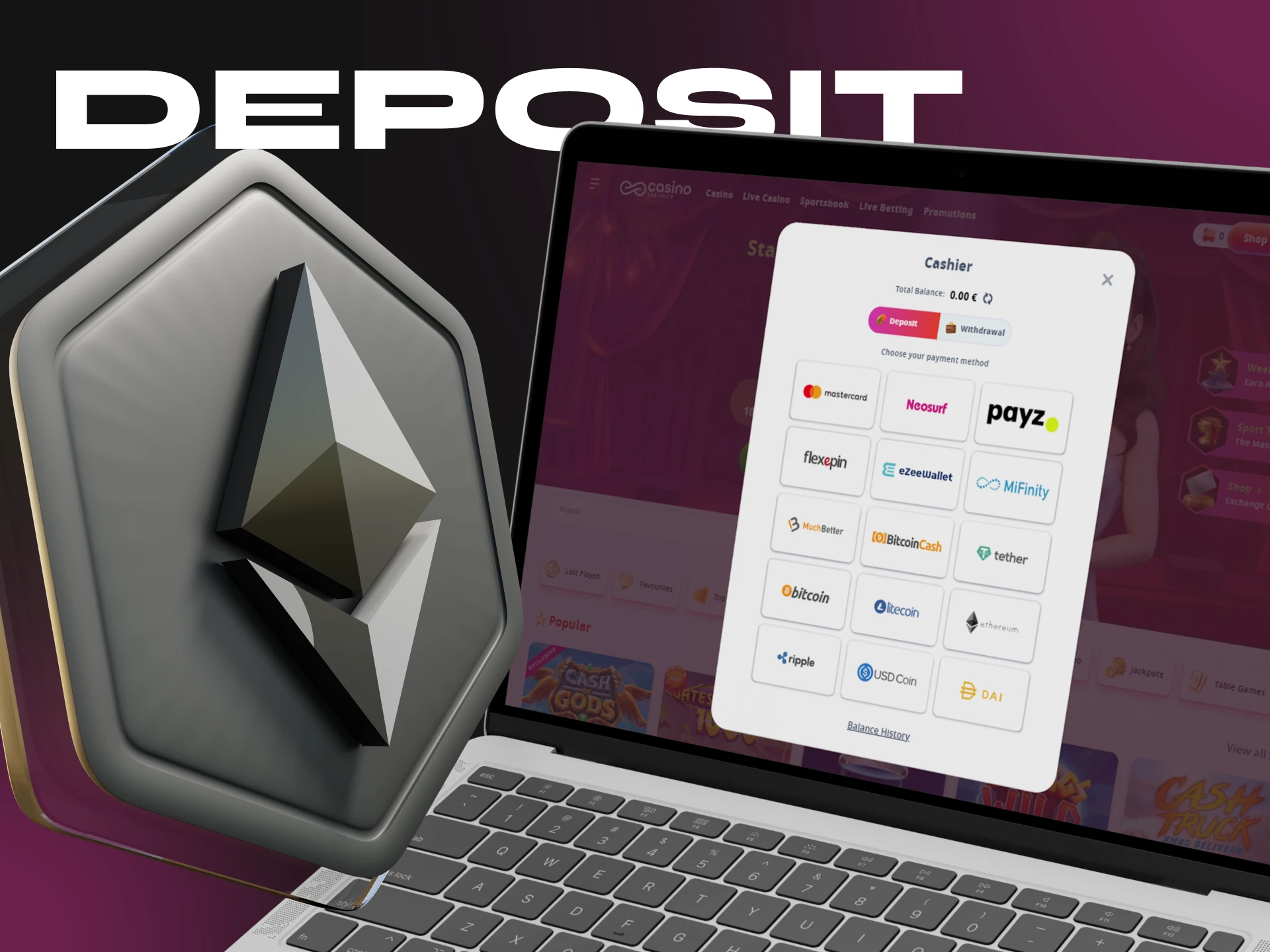 Follow these steps to deposit money into your Casino Infinity account.