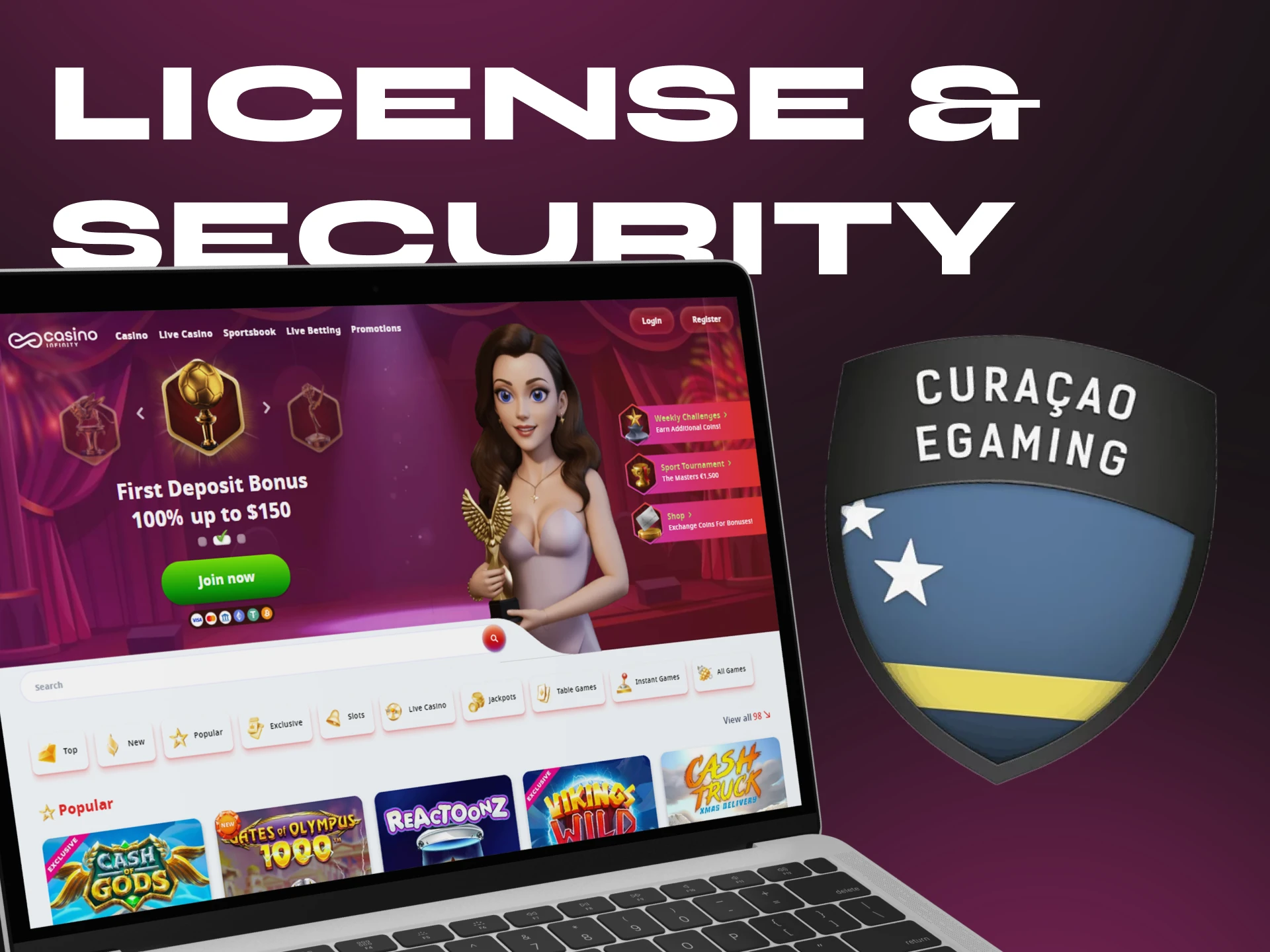 At Casino Infinity you can be sure of your safety, the casino is licensed.