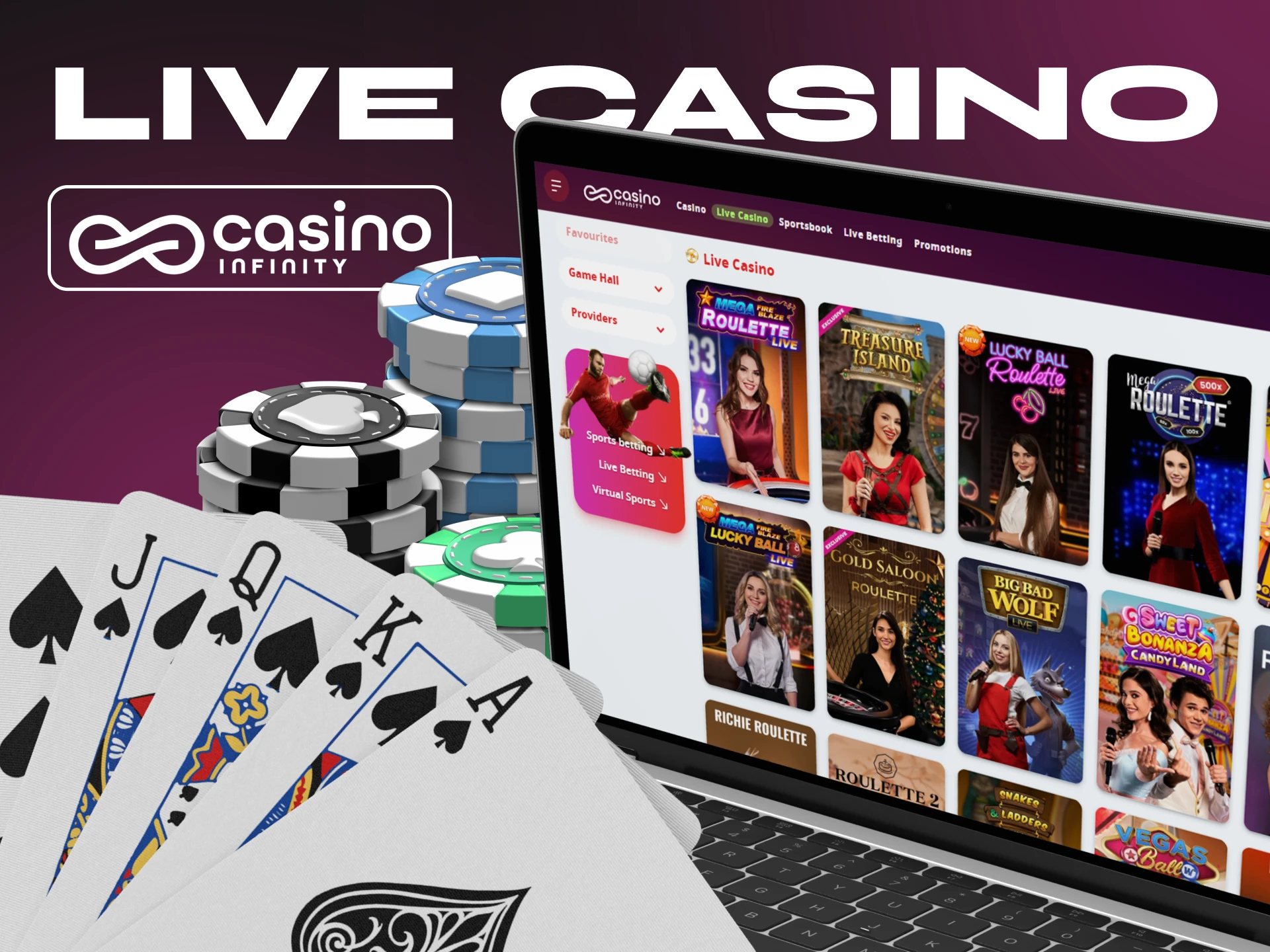 Try playing Live Casino games at Casino Infinity.