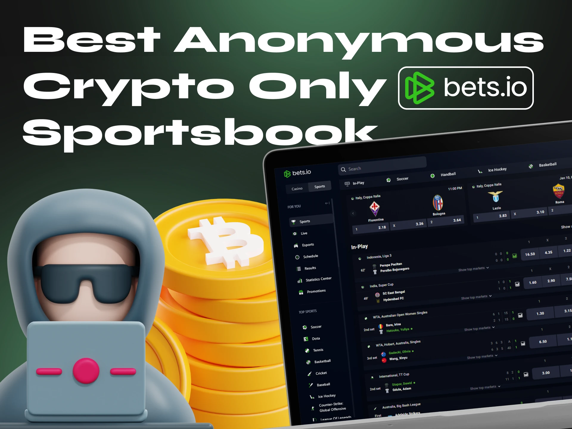 Crypto Casino bets.io provides its users with anonymity and security.