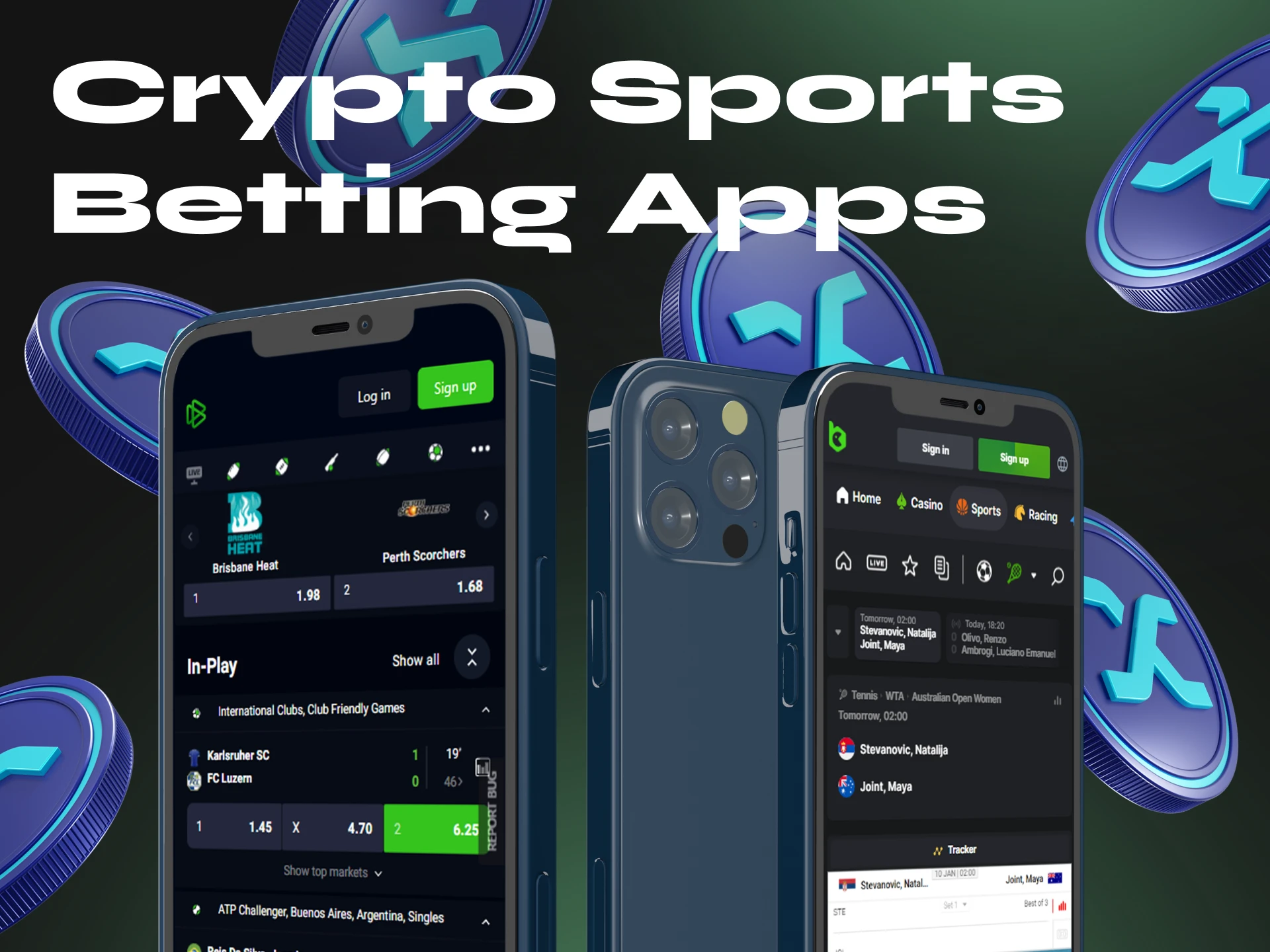 Place sports bets using cryptocurrency anywhere using mobile app.
