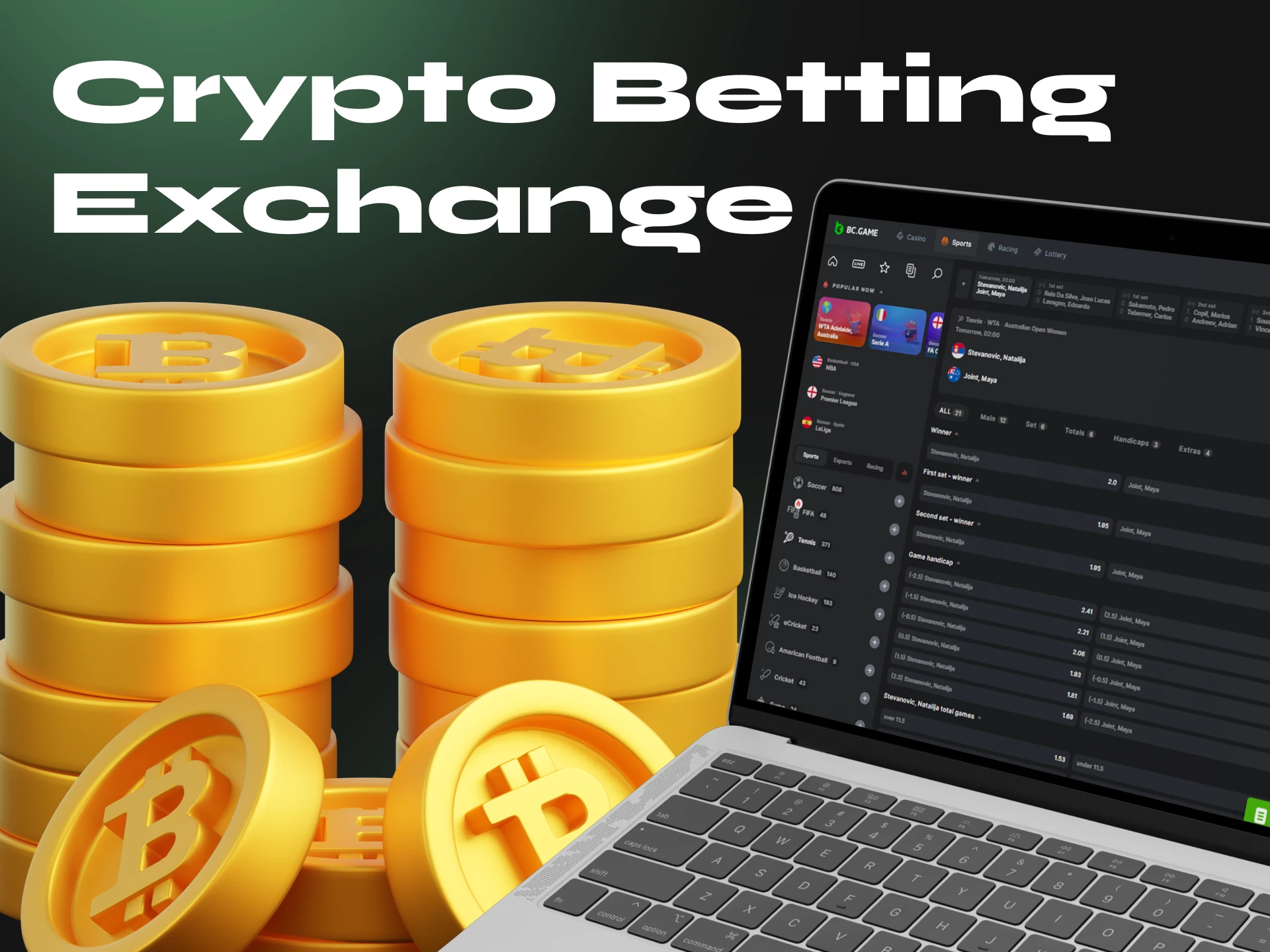 Place direct peer-to-peer bets on cryptocurrency at the casino.