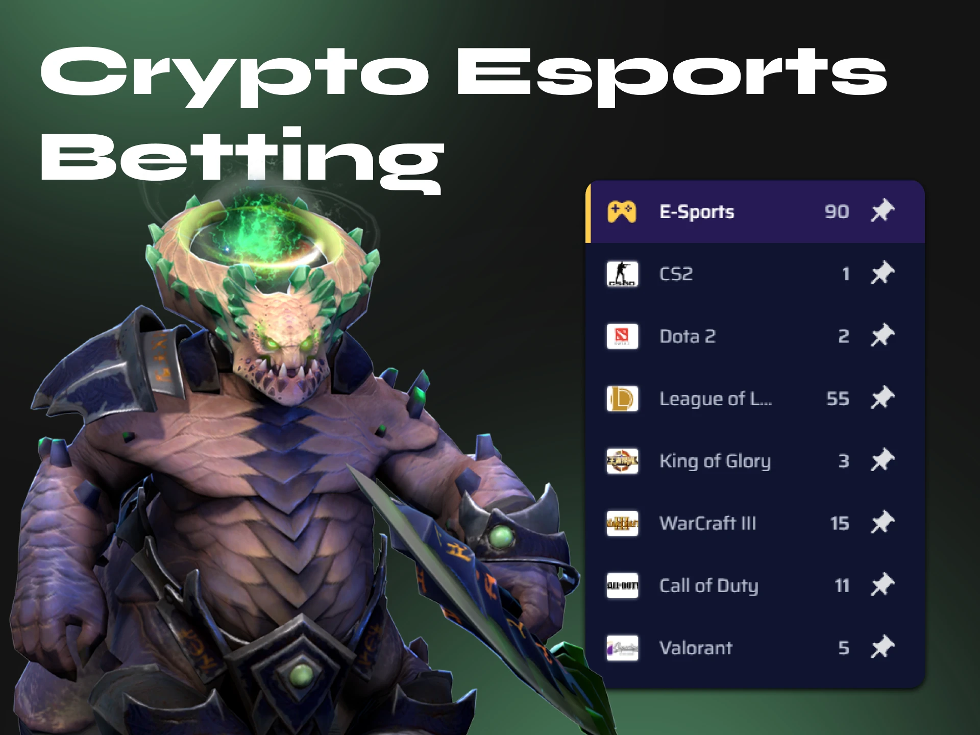 Place bets on your favorite eSports events using cryptocurrency at the casino.