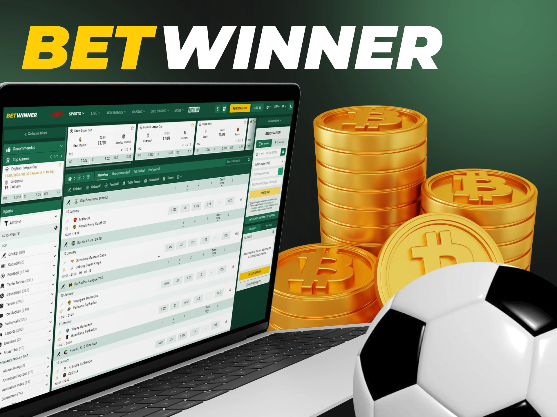 Betwinner is the best choice for betting using cryptocurrency.