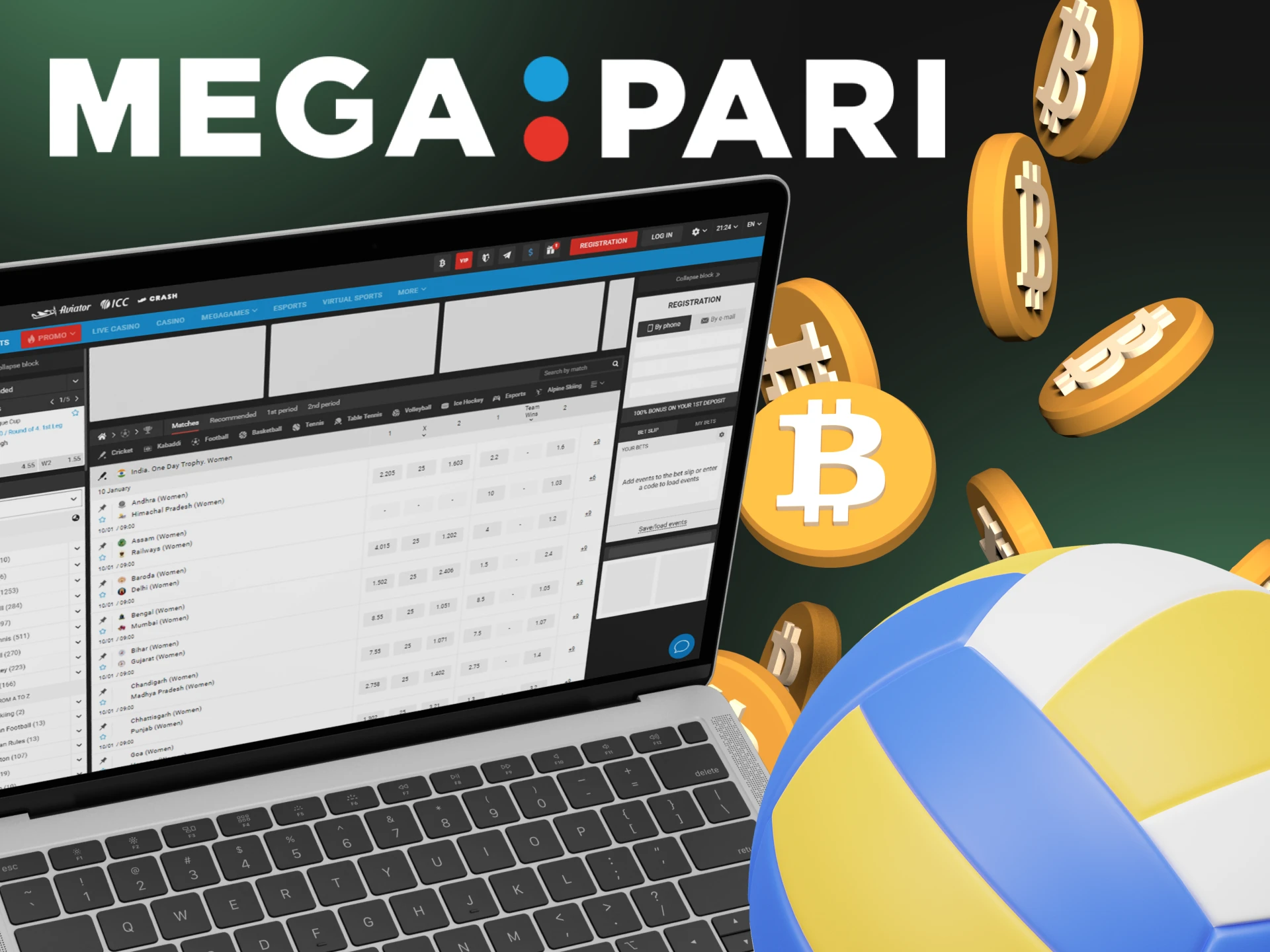Place bets on sporting events using cryptocurrency at Megapari.