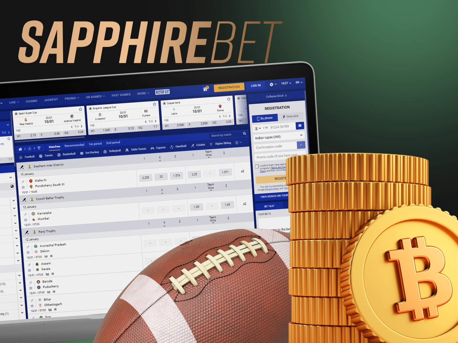 Sapphirebet accepts bets on sporting events in cryptocurrency, try it.