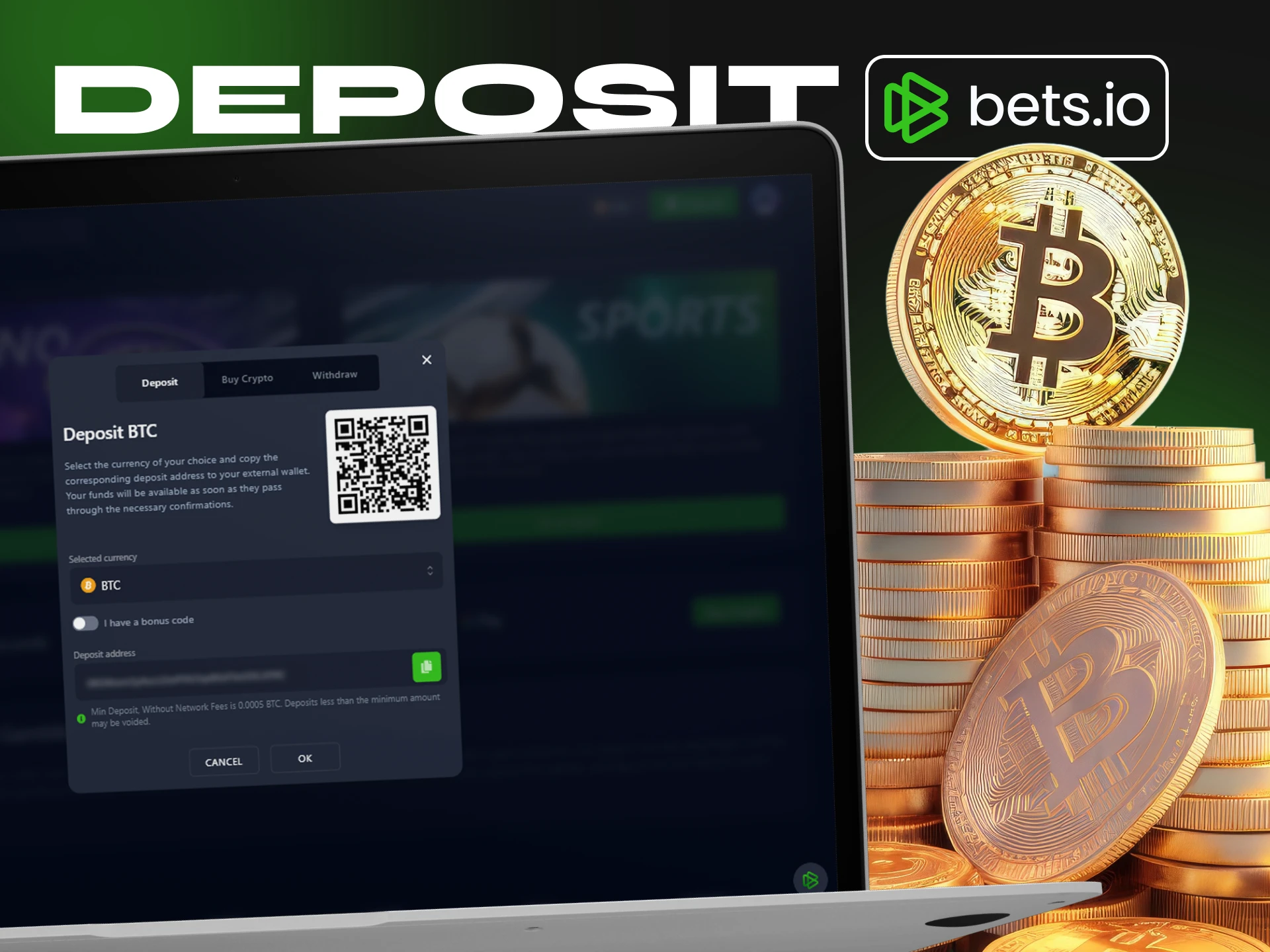 At Bets.io, to play at the casino for real money, you need to make a deposit.