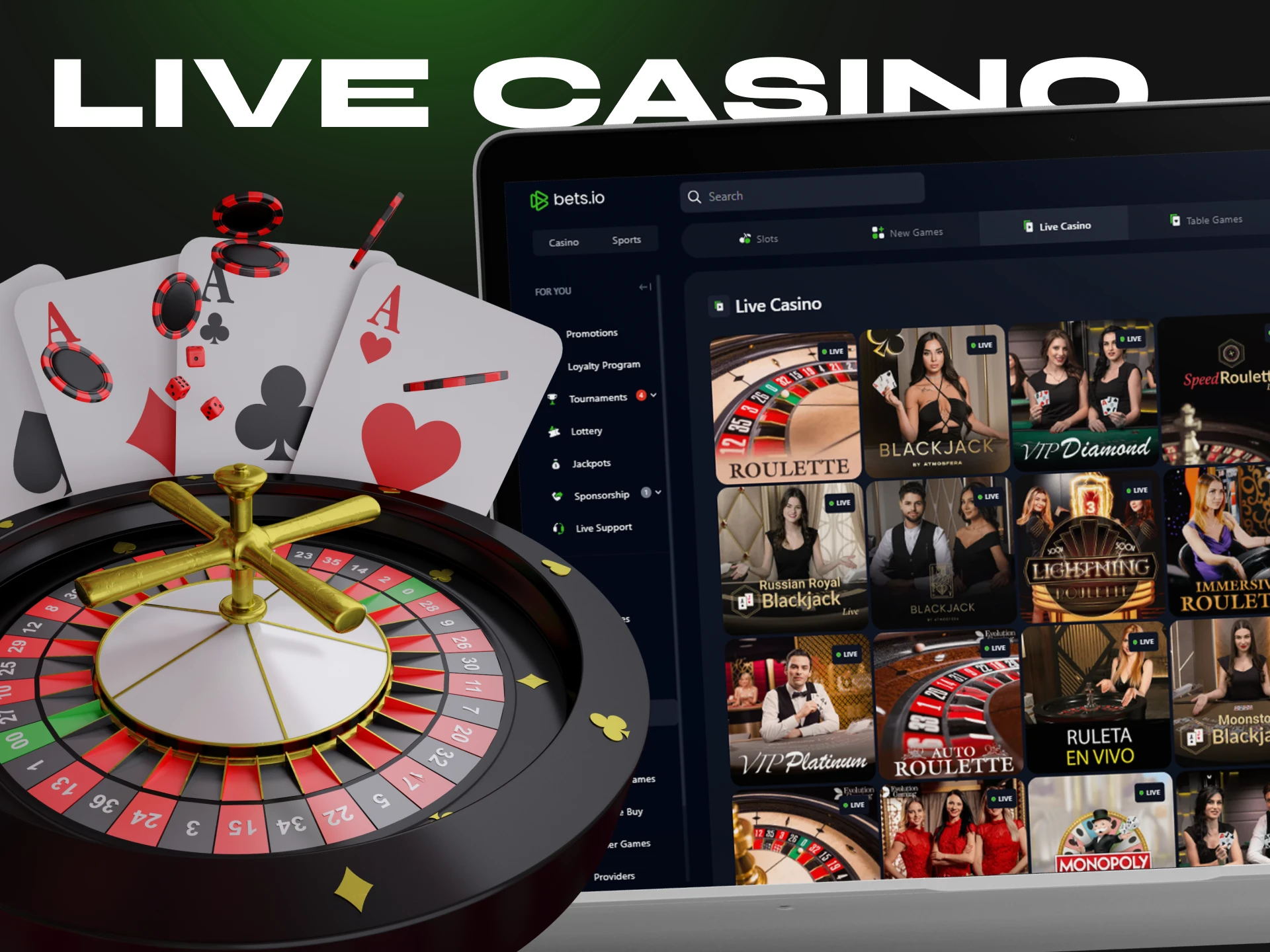 Play live casino games at Bets.io crypto casino.
