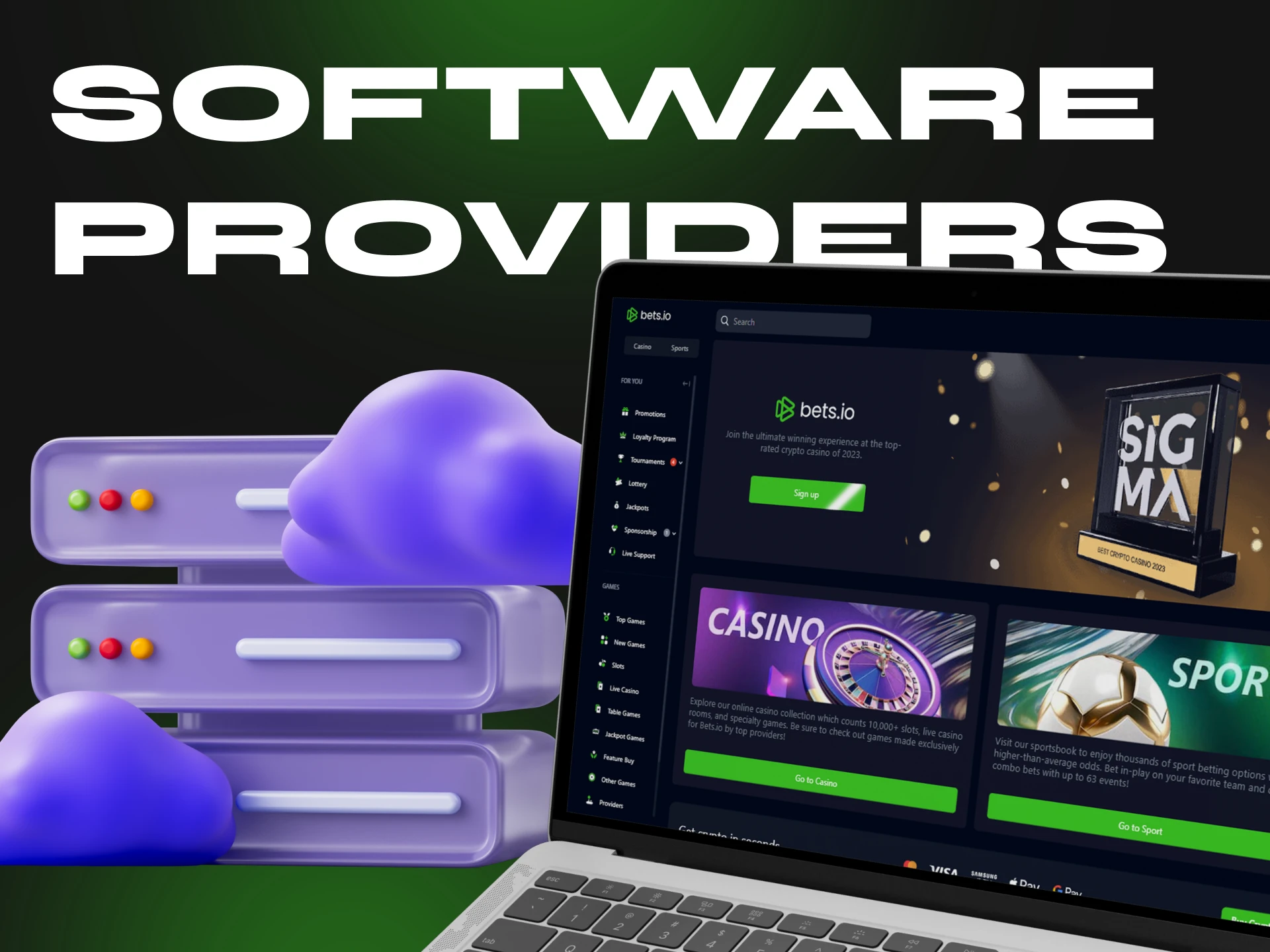 At Bets.io you can play casino games from renowned software providers.