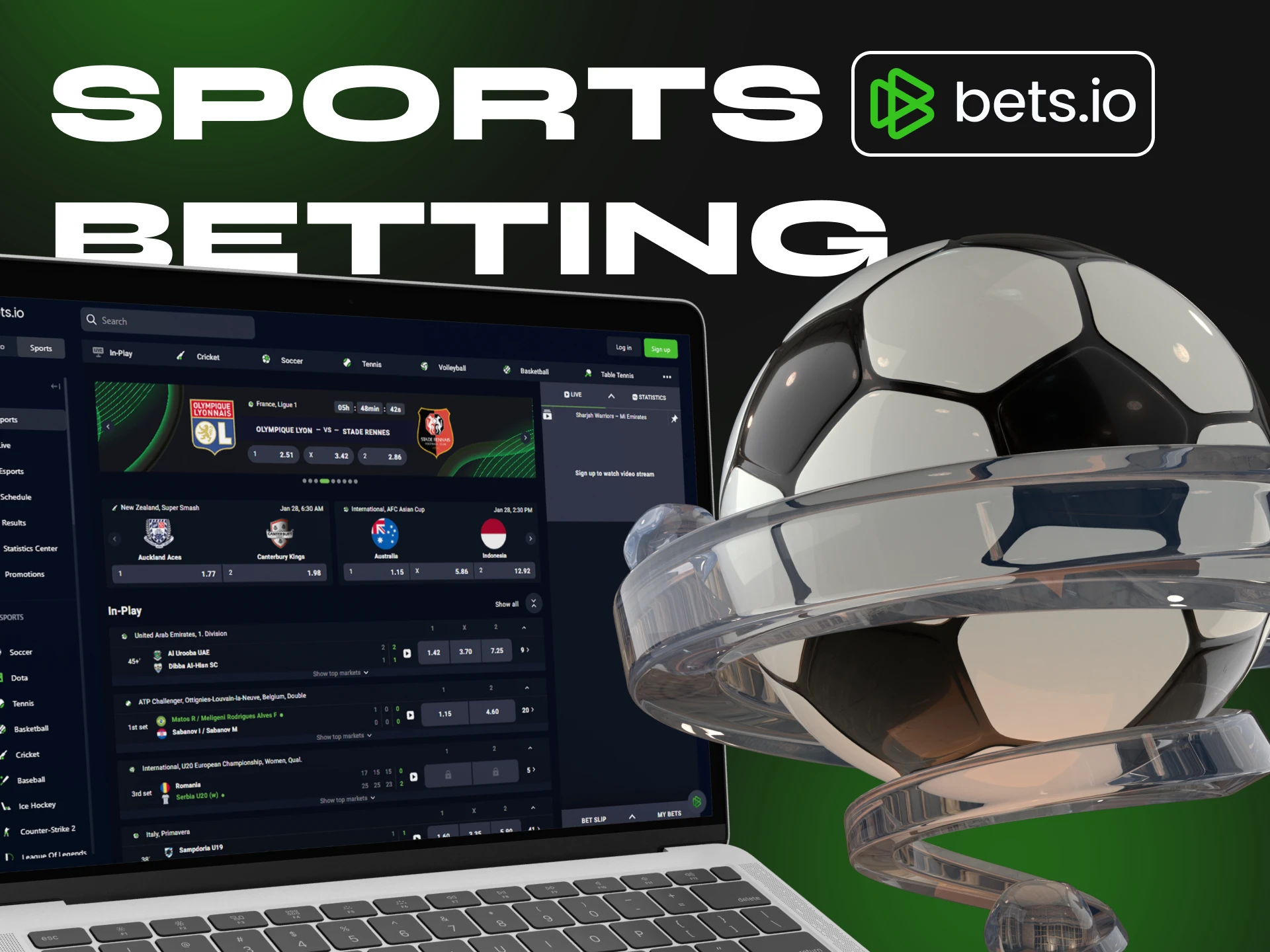 You can bet on a variety of popular sports on Bets.io.