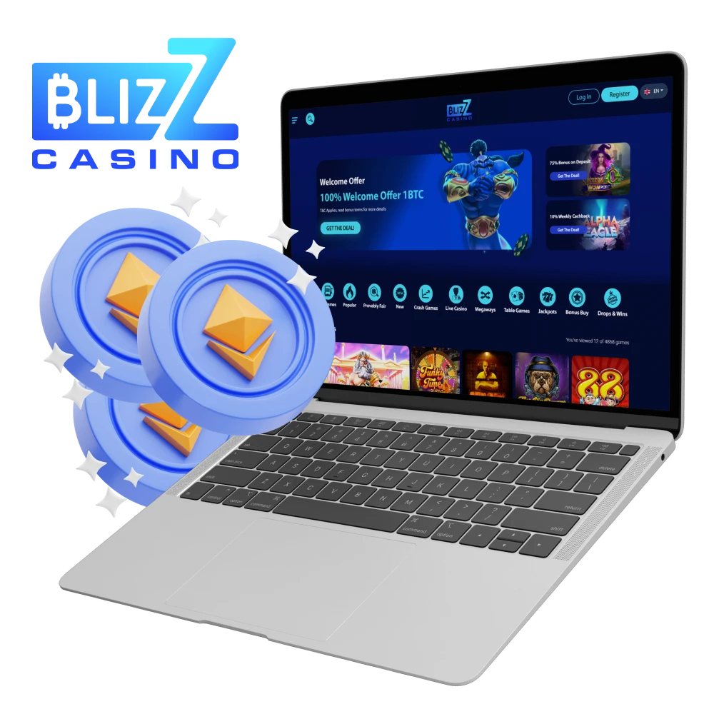 Blizz Casino is a place where you can play casino games with cryptocurrency.