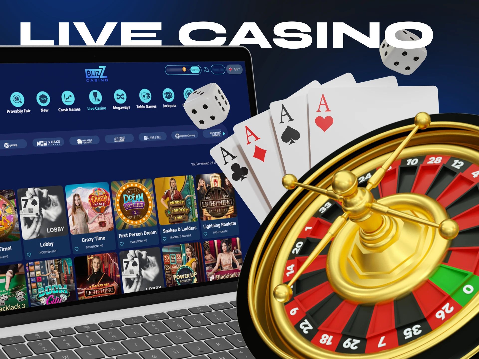 Blizz Casino has a popular live casino section.