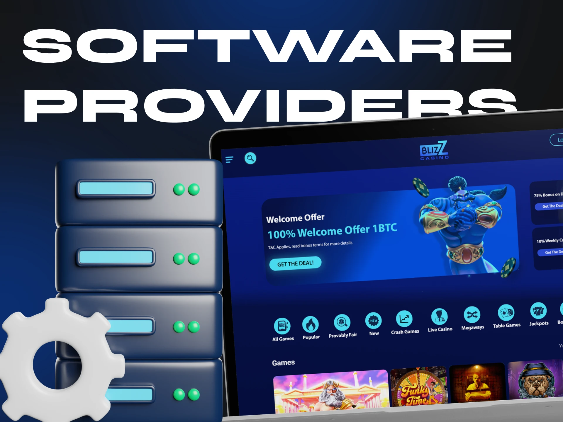 Blizz Casino partners with world-famous software providers.