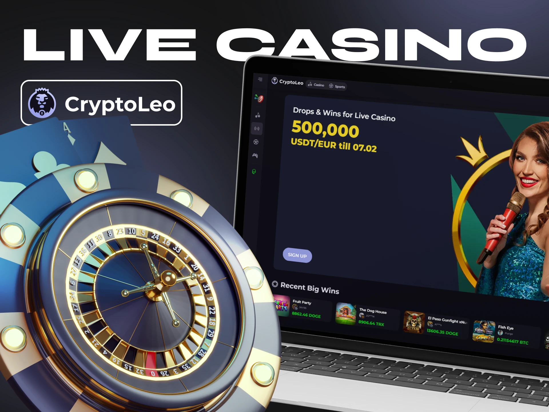 Try playing live casino games on Cryptoleo.