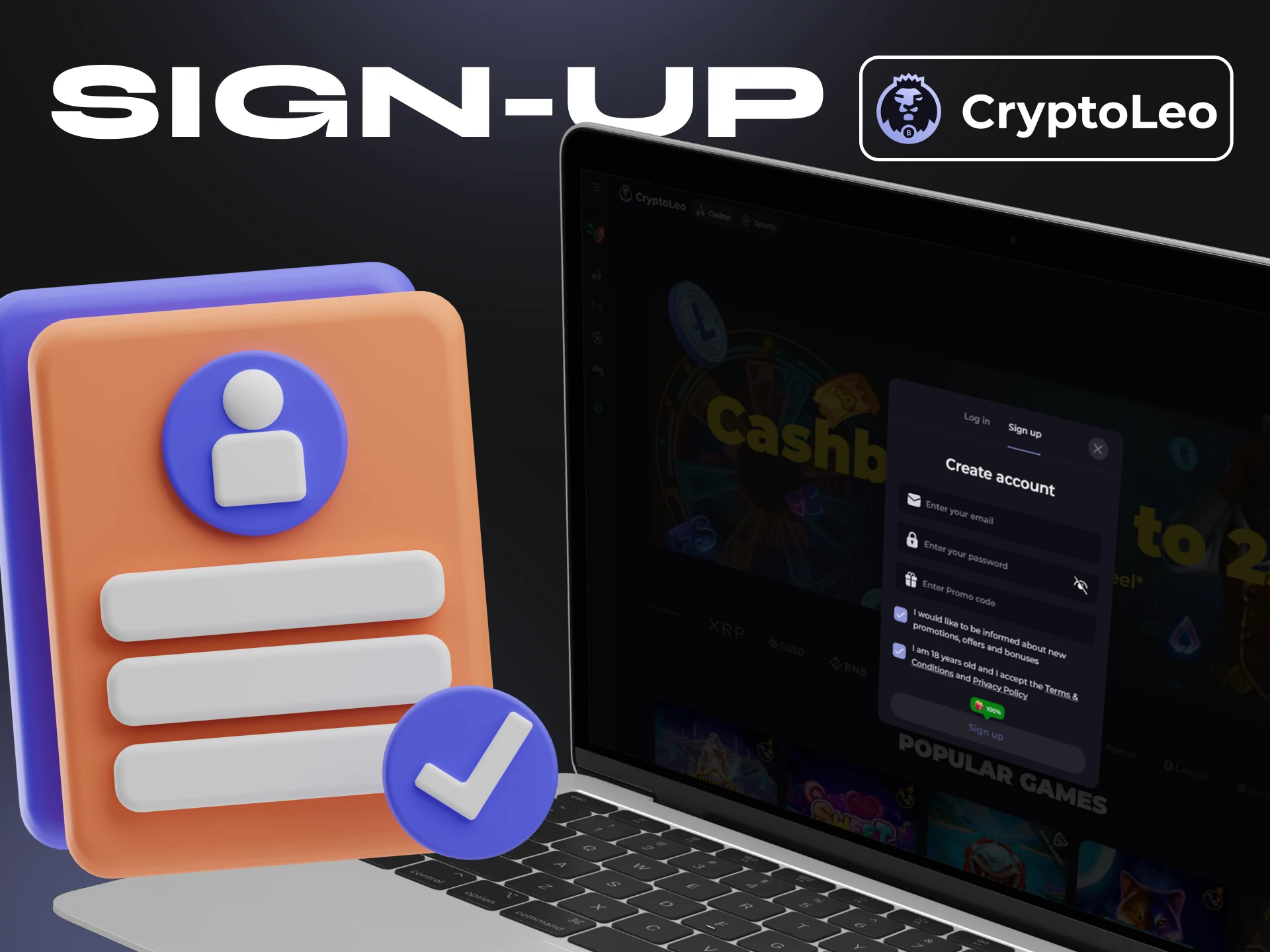 Registration at Cryptoleo casino takes a little time.