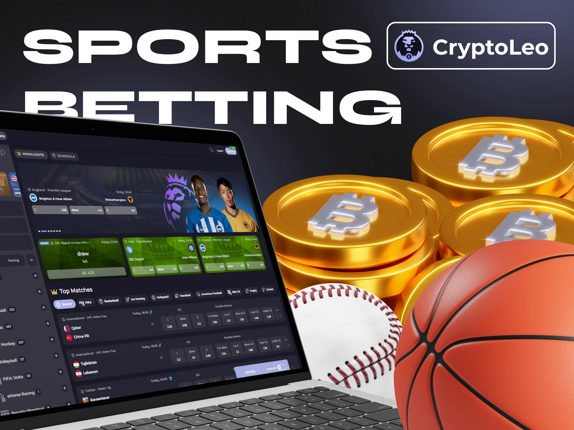 Place bets on your favorite sporting events and teams with Cryptoleo.