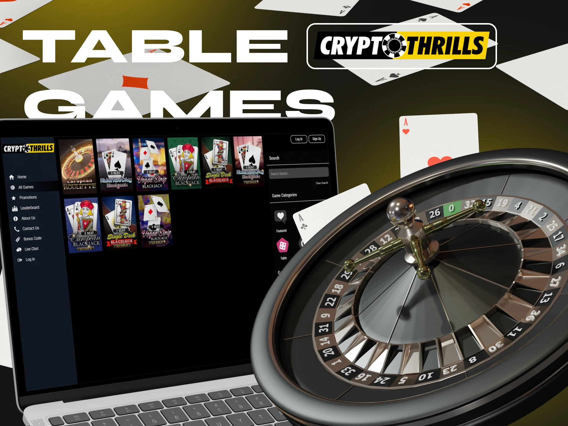 Cryptothrills Casino has a wide table games section.
