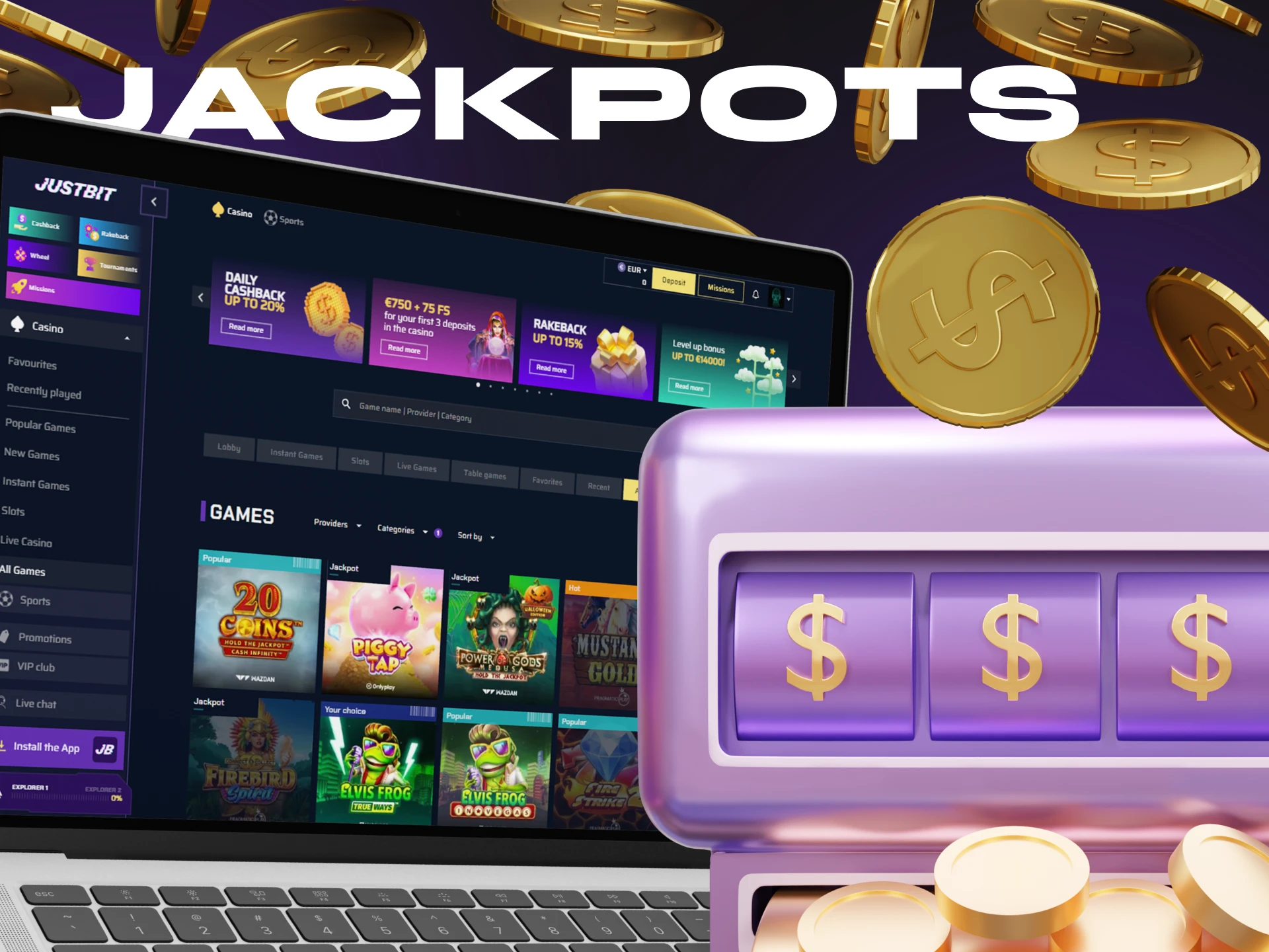 Try your luck with jackpot games at Justbit Casino.