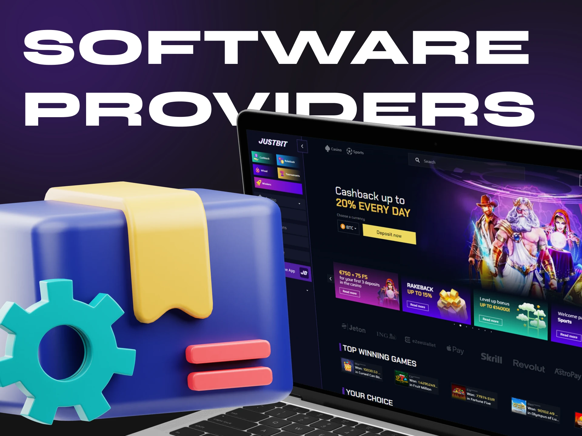 Justbit Casino cooperates with the most popular software providers.