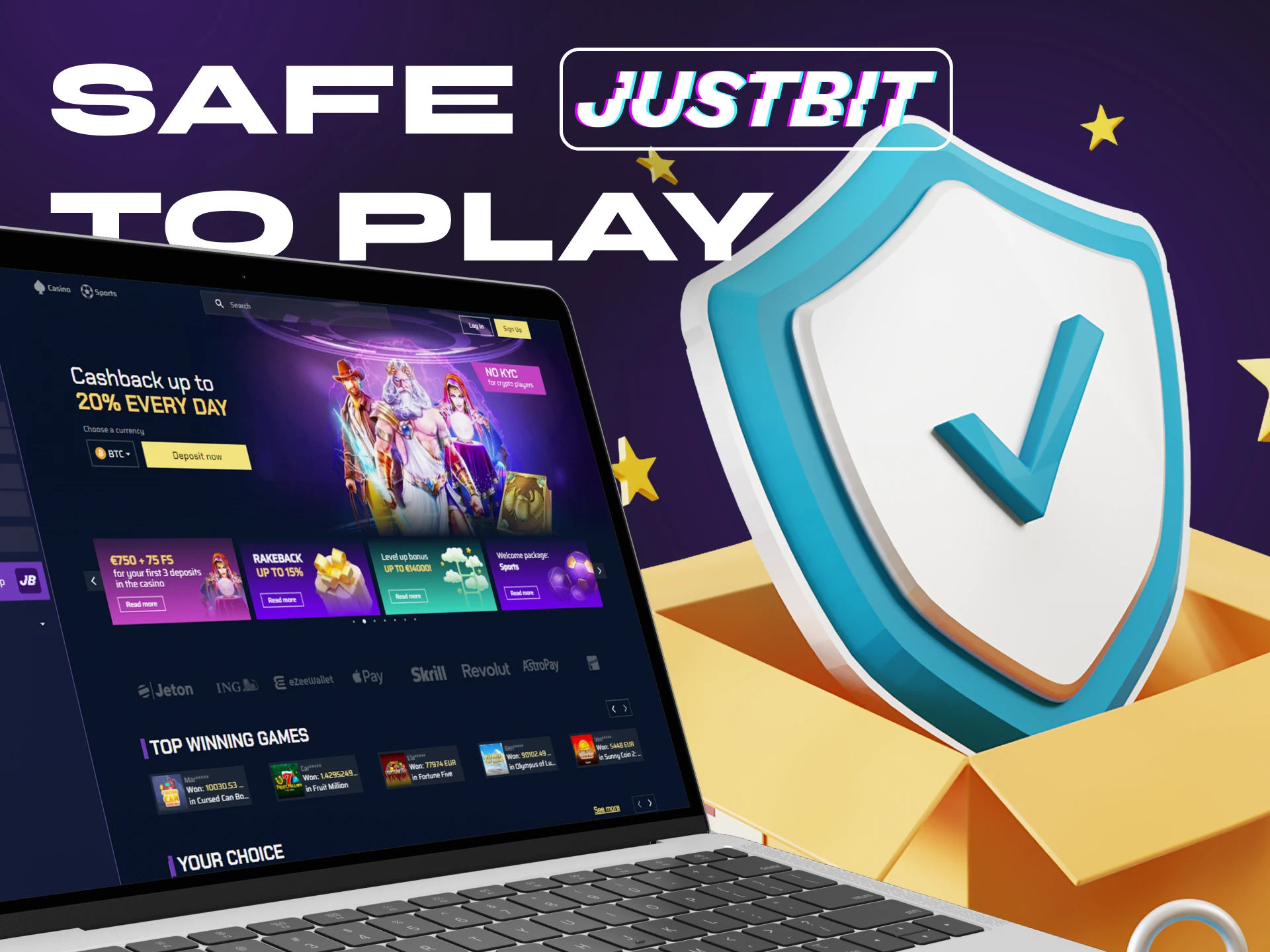 Be confident in your security with Justbit crypto casino.