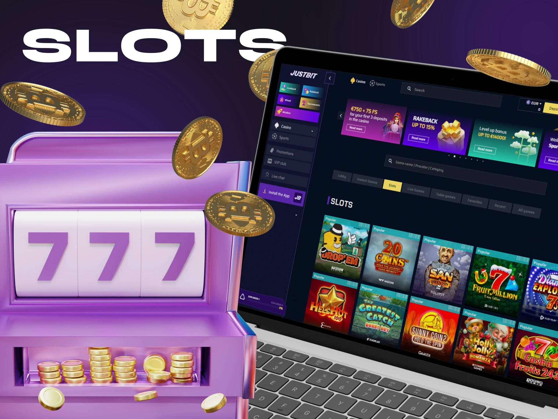 Justbit Casino has one of the largest slots games sections of many crypto casinos.