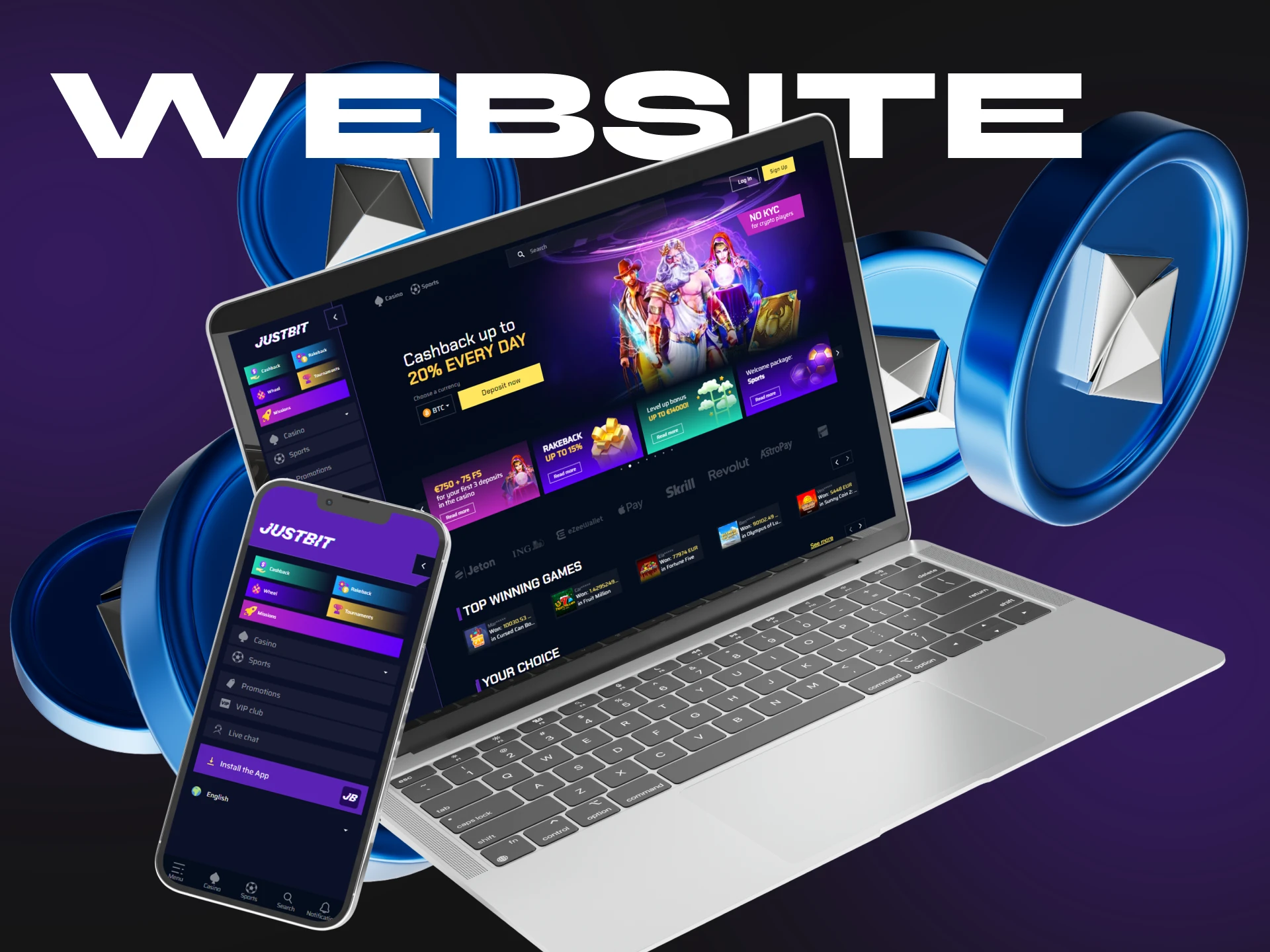 JustBit Casino is easily accessible through any web browser on your device.