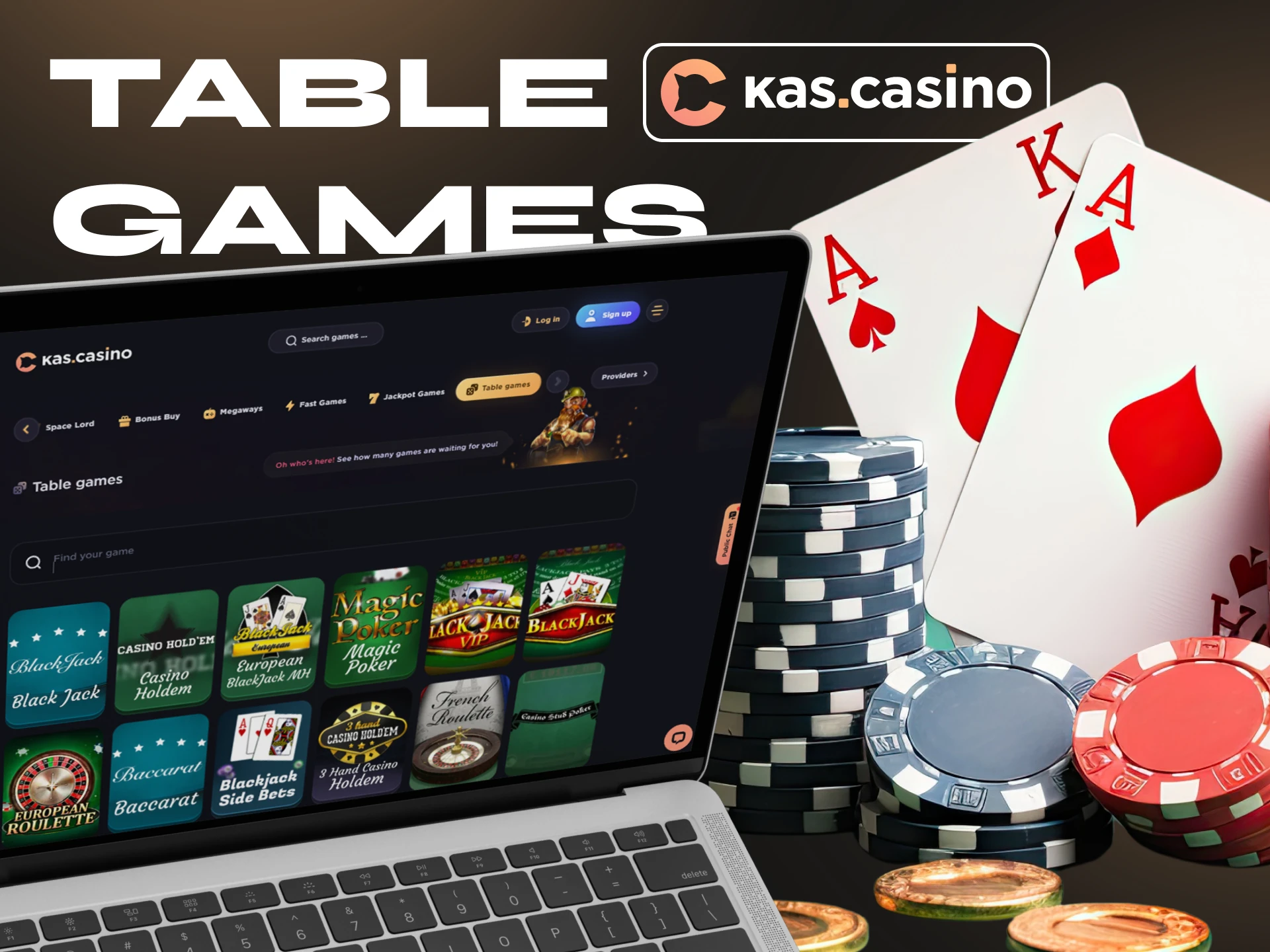 Play table games with cryptocurrency at Kas Casino.