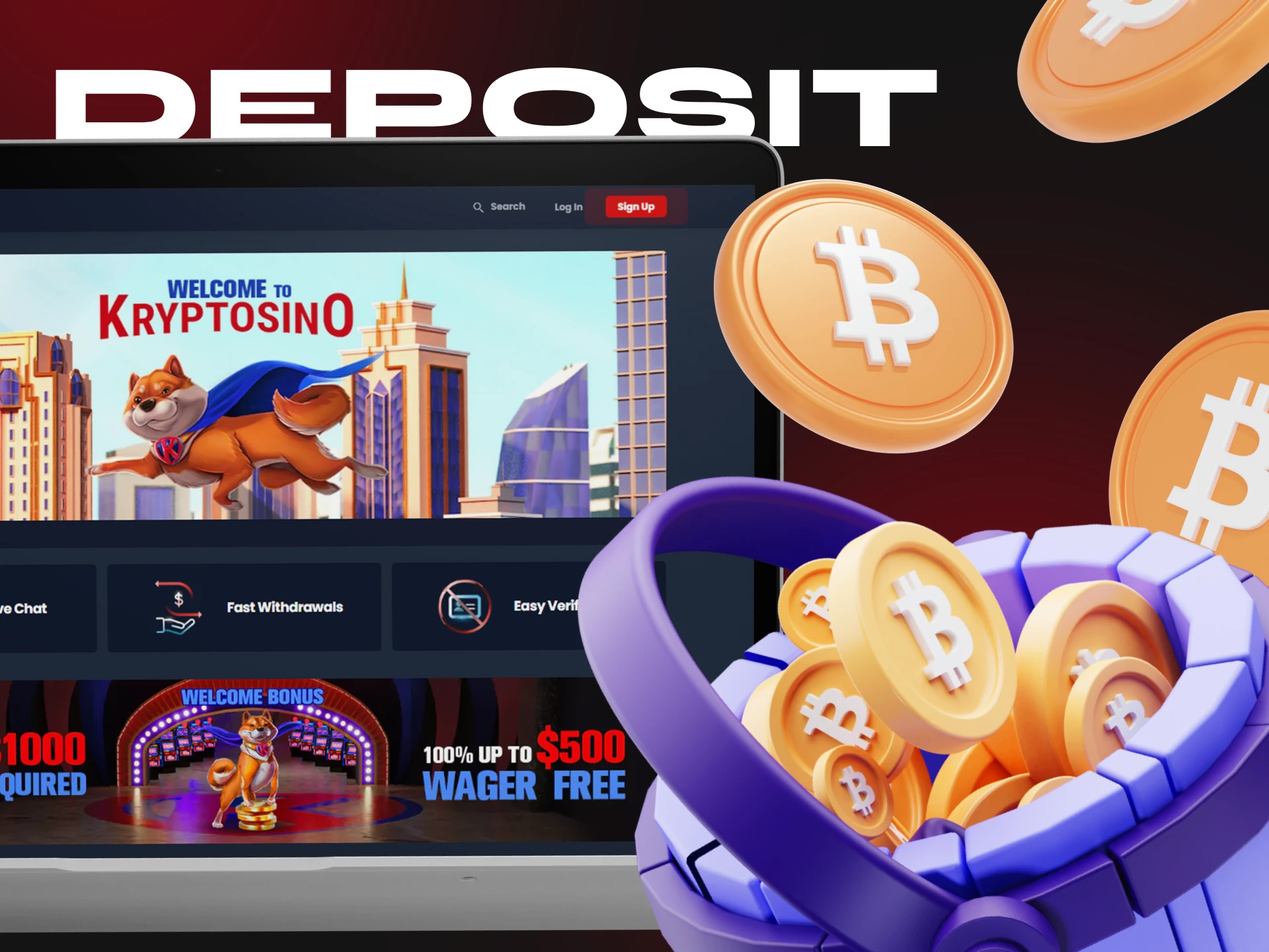 Make a deposit to Kryptosino casino by following these instructions.