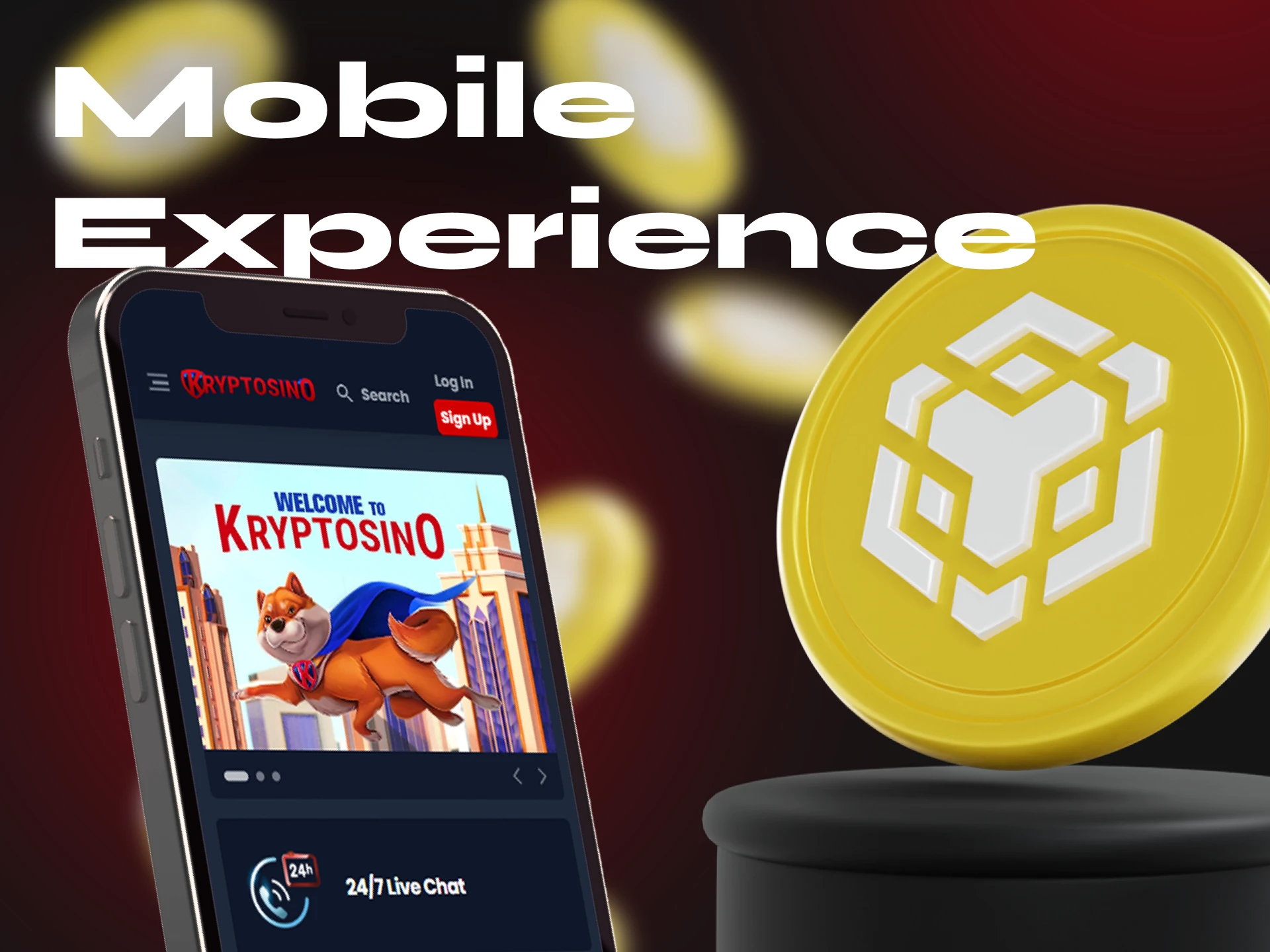 Use the mobile optimized Kryptosino site for betting.