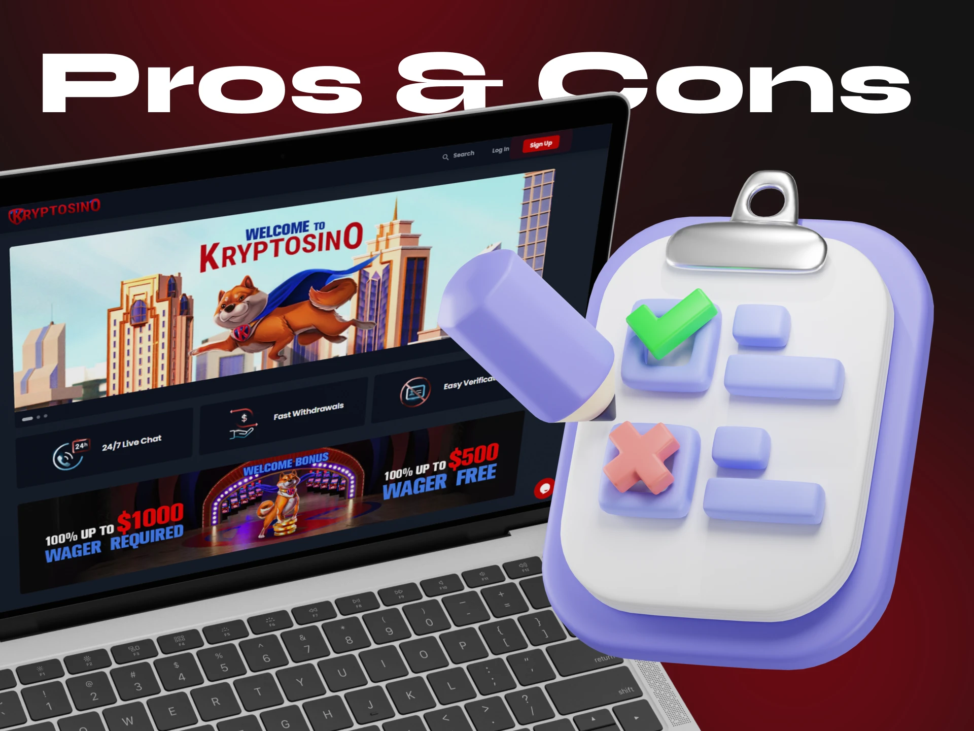 Before you start placing bets at Kryptosino crypto casino, familiarize yourself with its pros and cons.