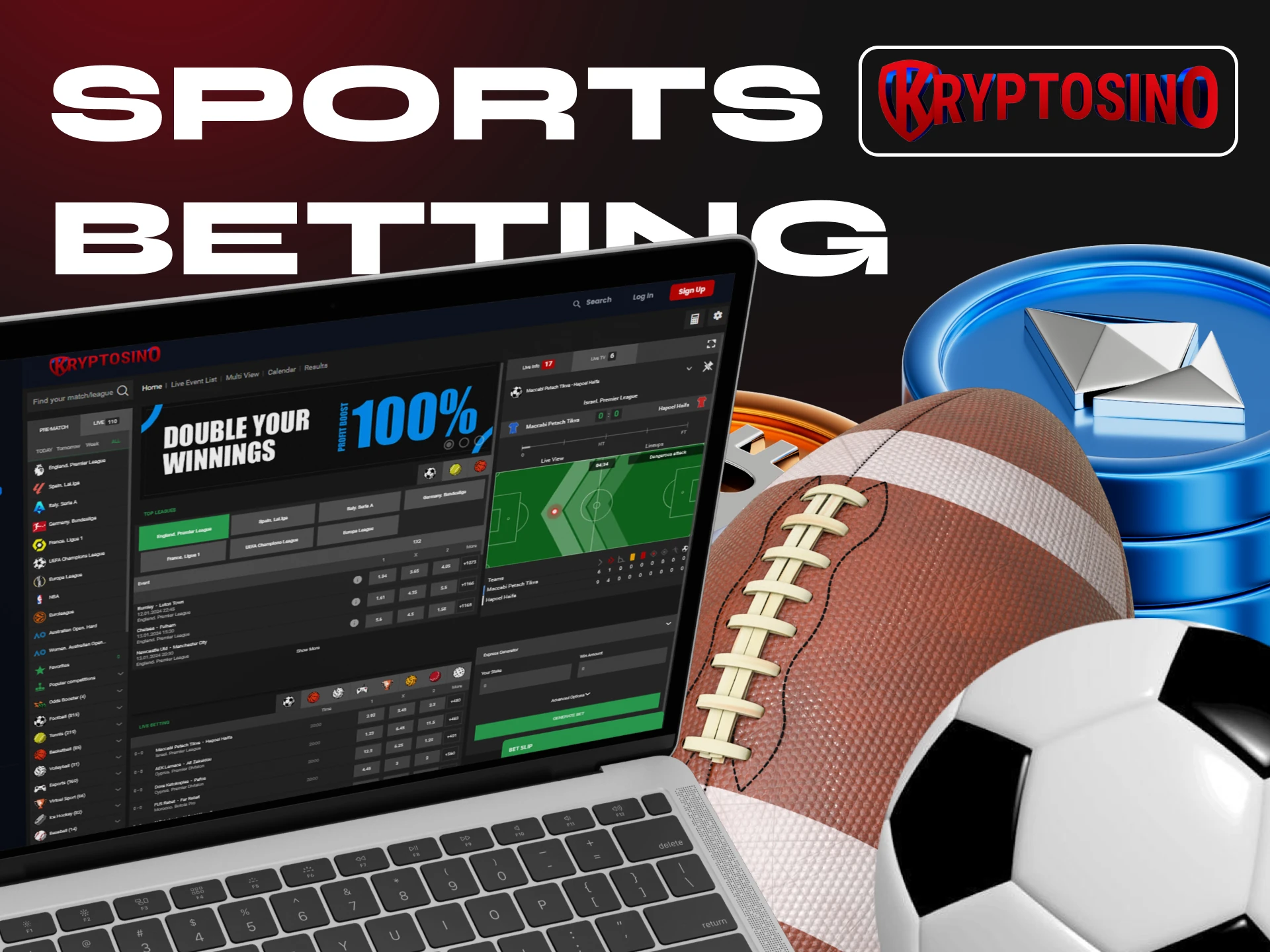 Kryptosino Casino has many sports disciplines for betting.
