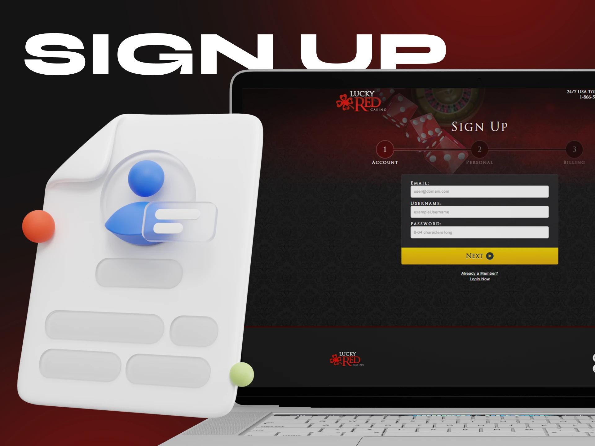 LuckyRed Casino has easy registration.
