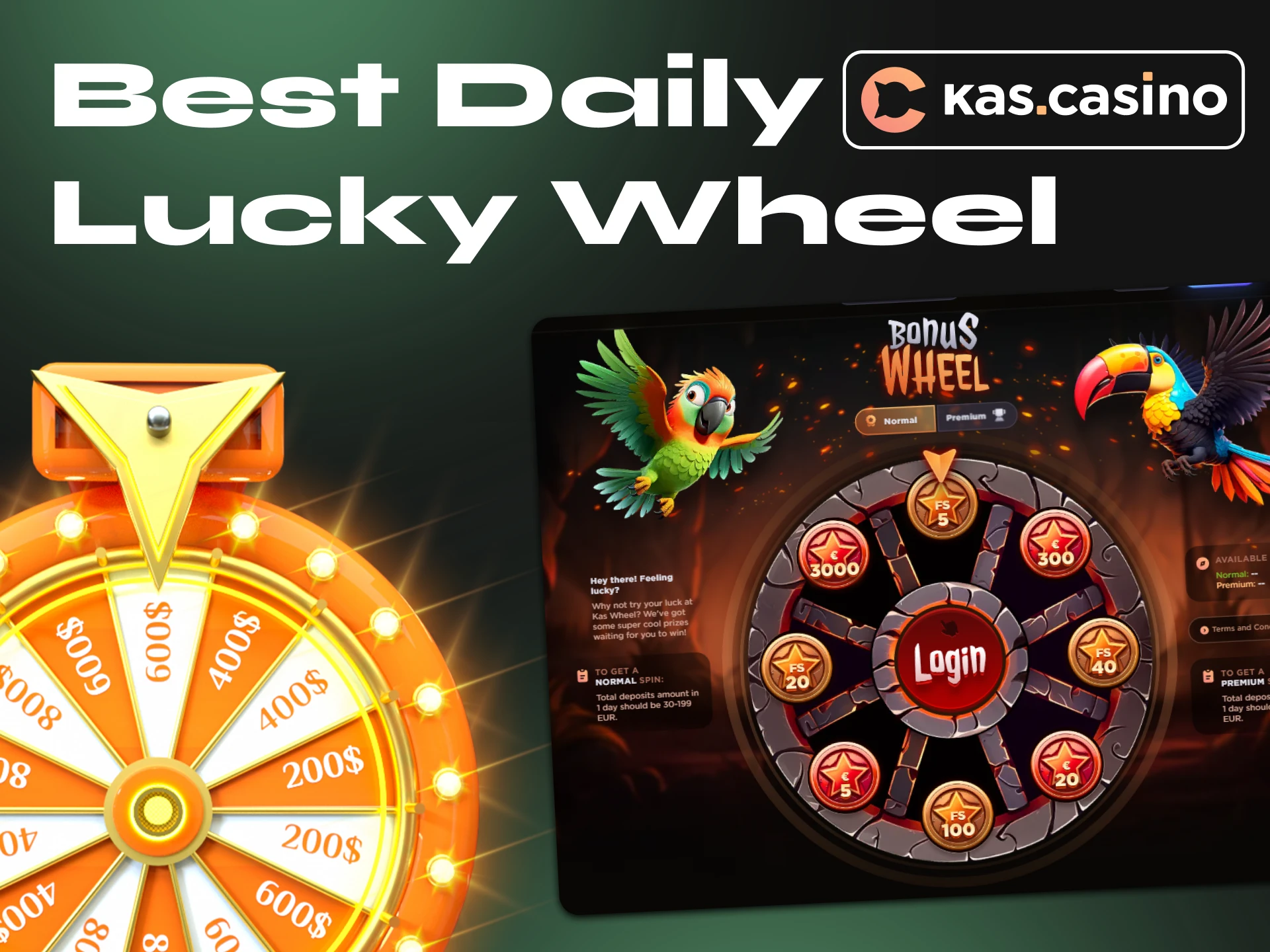 Try your luck on the daily lucky wheel at Kas Casino.
