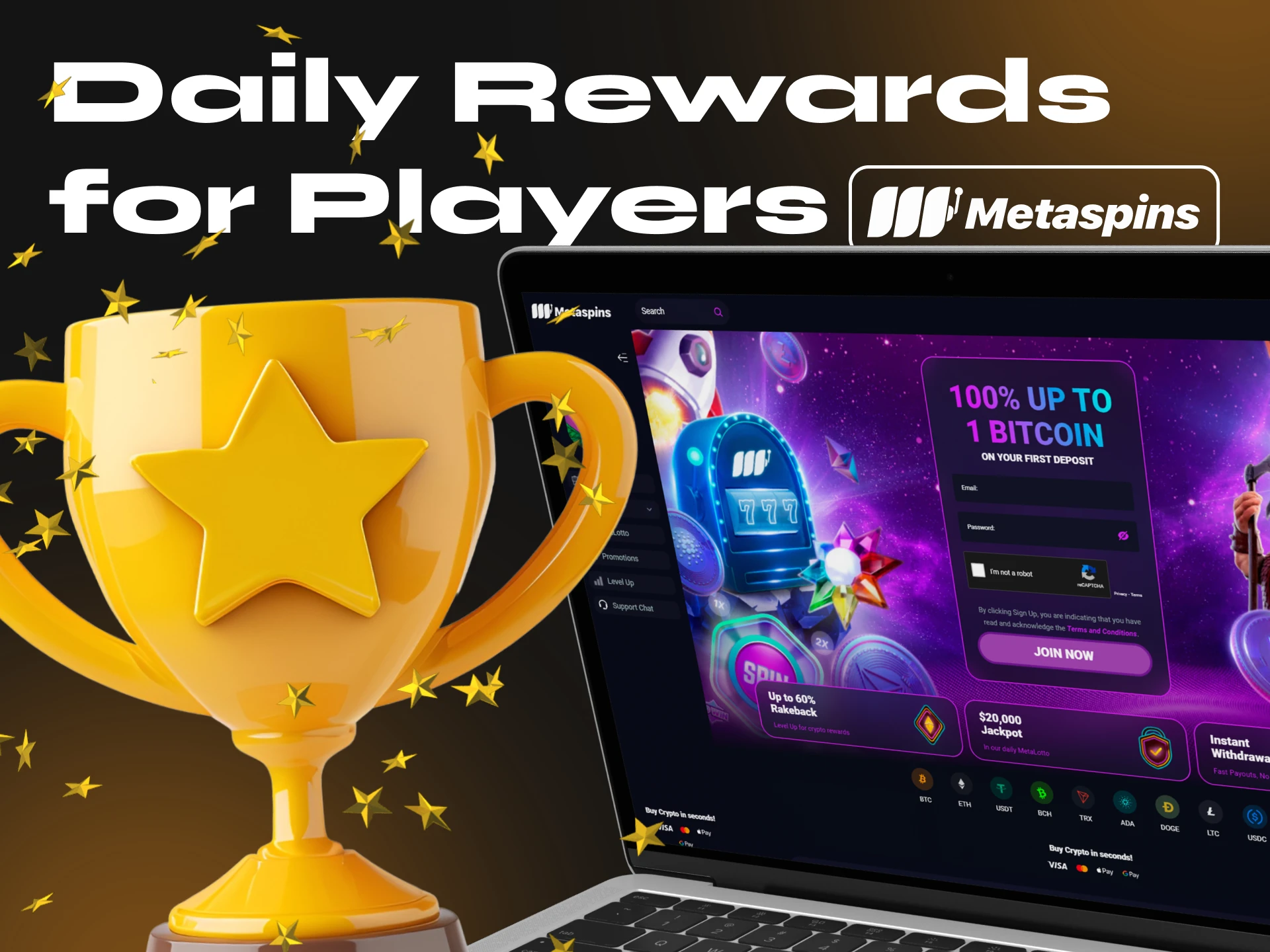 Play crypto games at Metaspins Casino and get rewards.