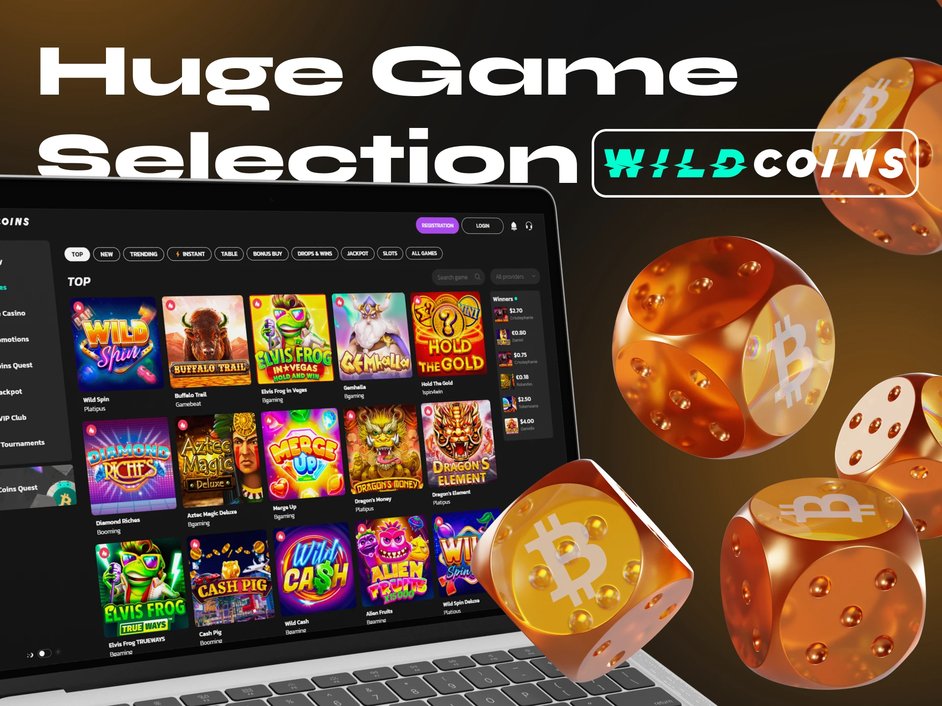 Wildcoins offers a large selection of different crypto casino games, try it out.