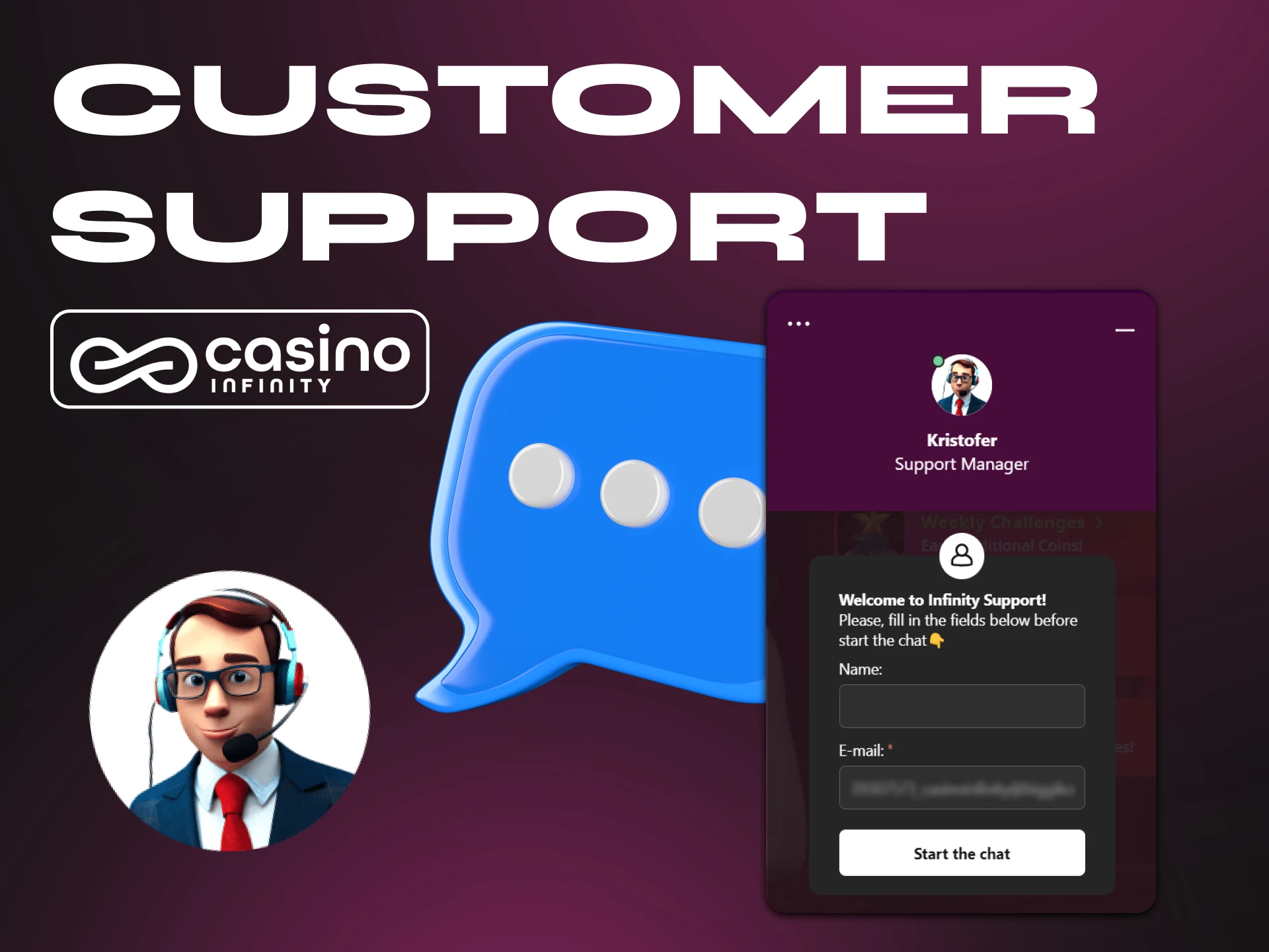 If you have any problems with the Casino Infinity site, you can contact support.