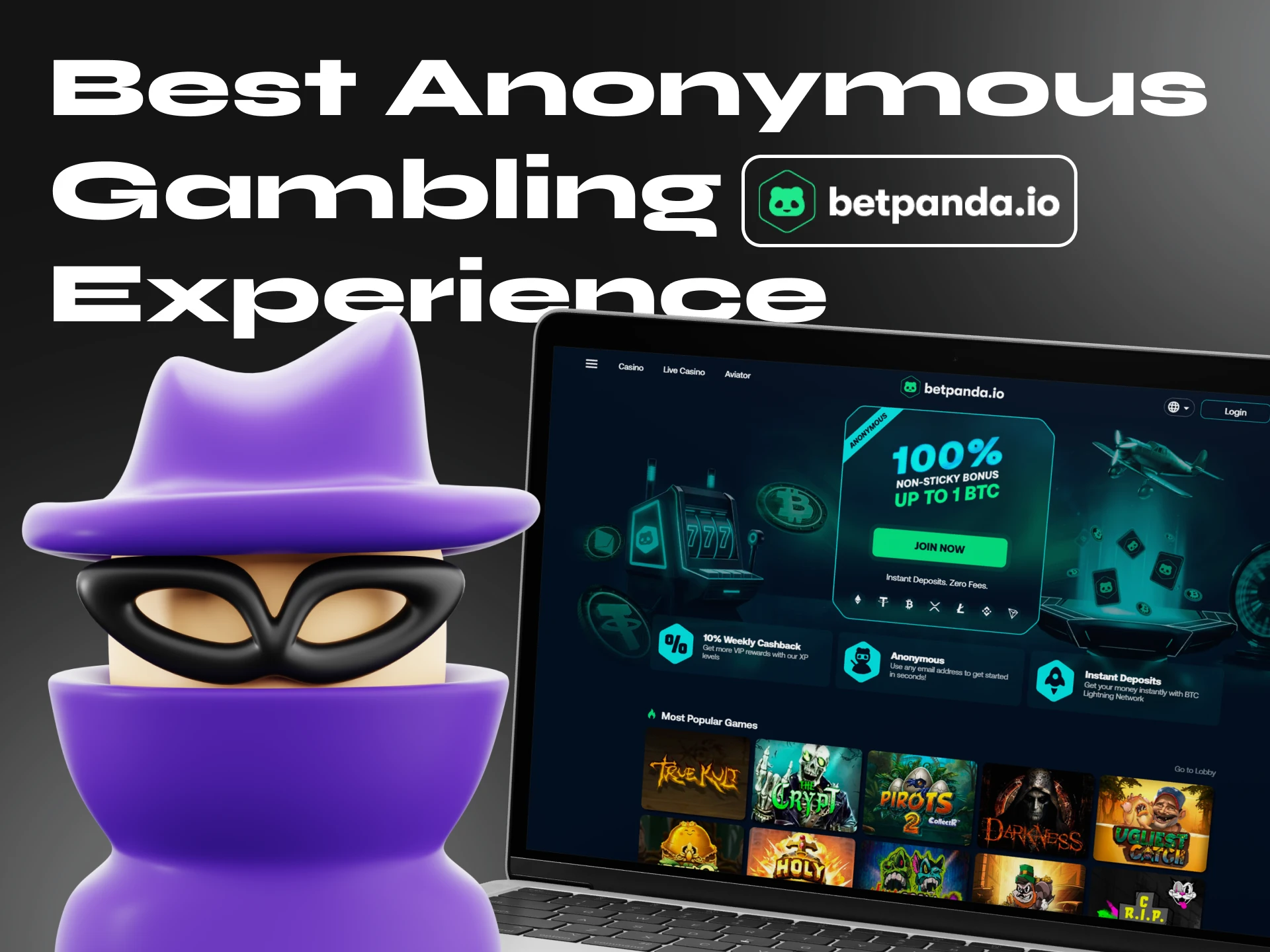 Ethereum casino Betpanda provides its users with anonymity.