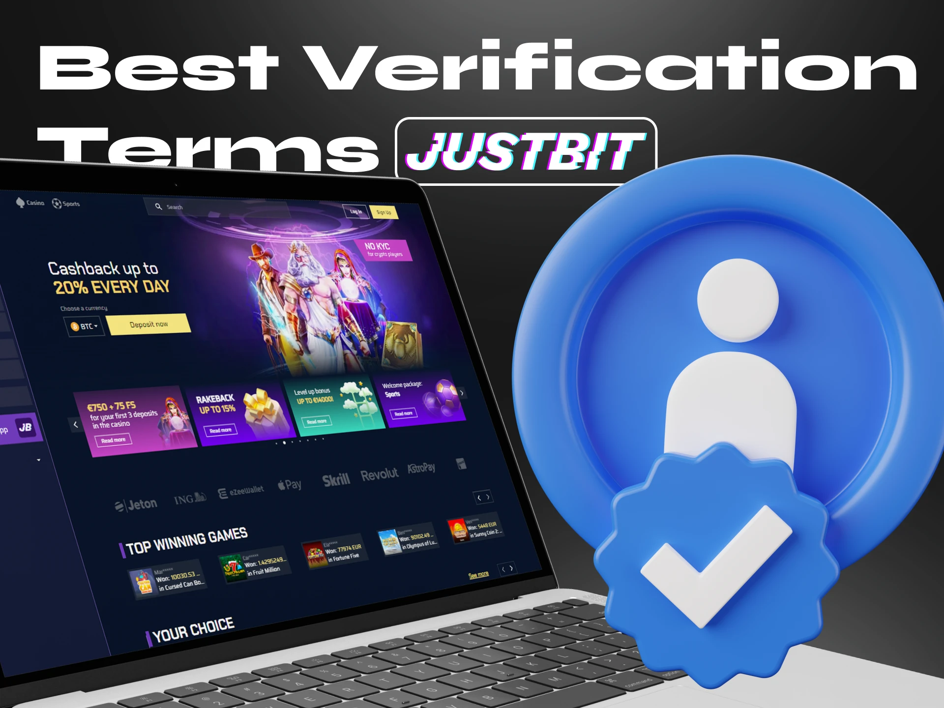 Verificate your account at Justbit Ethereum casino is quick and easy.