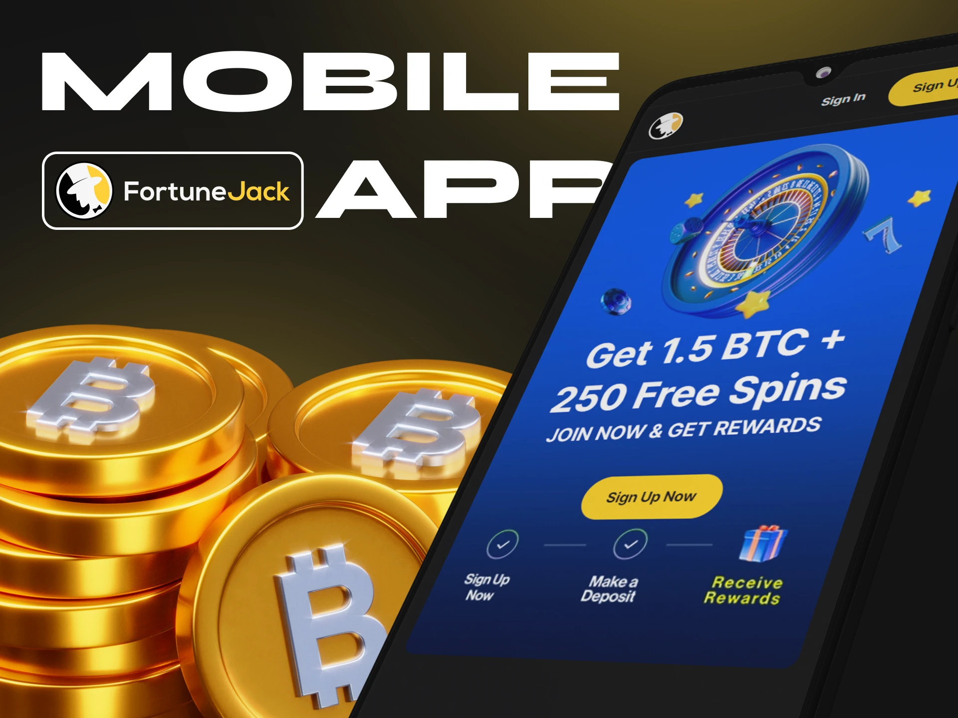 FortuneJack Casino has an application with simple functionality.