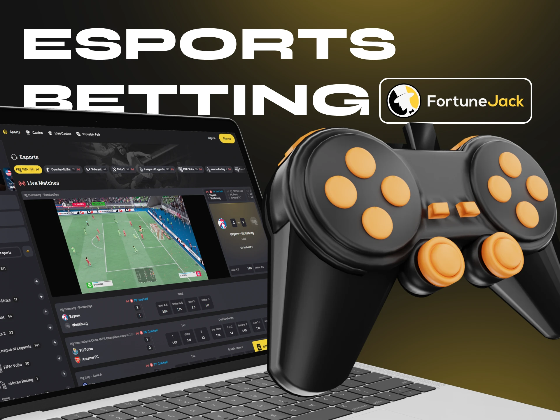 FortuneJack offers a wide eSports betting section.