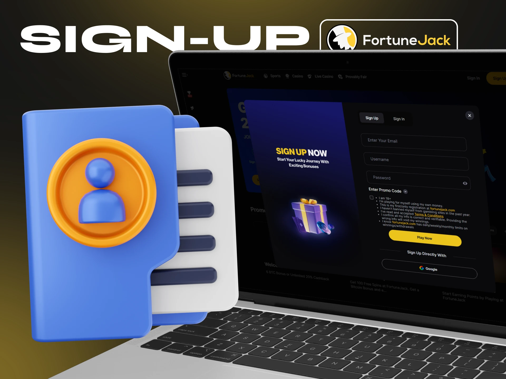 There are different ways to register at FortuneJack Casino.
