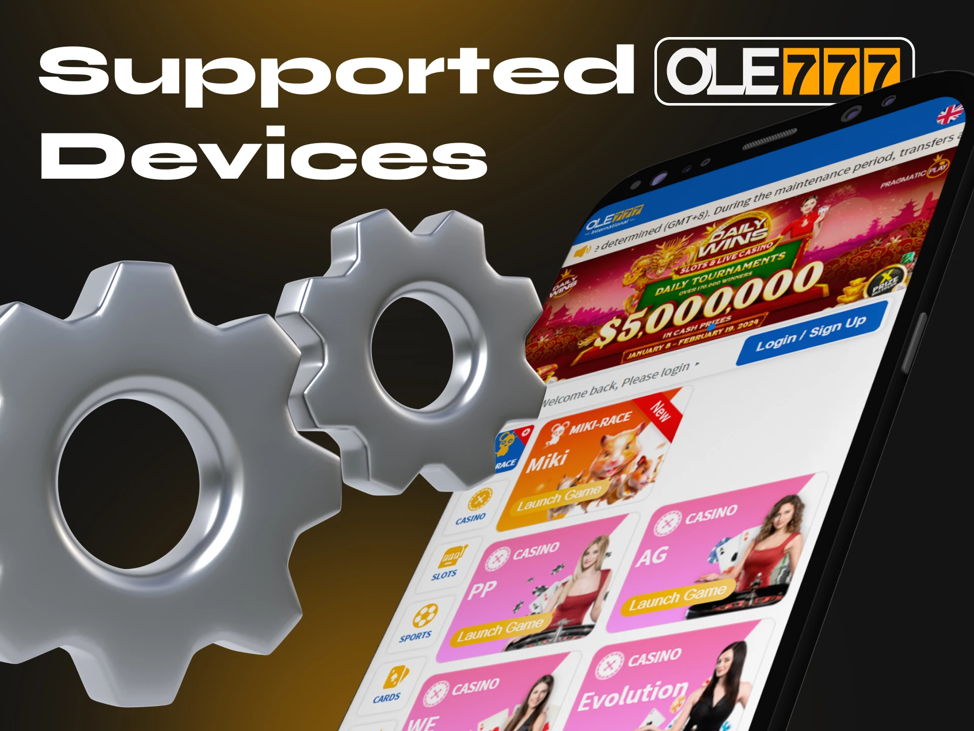 Find out which Android devices support the Ole777 crypto casino app.